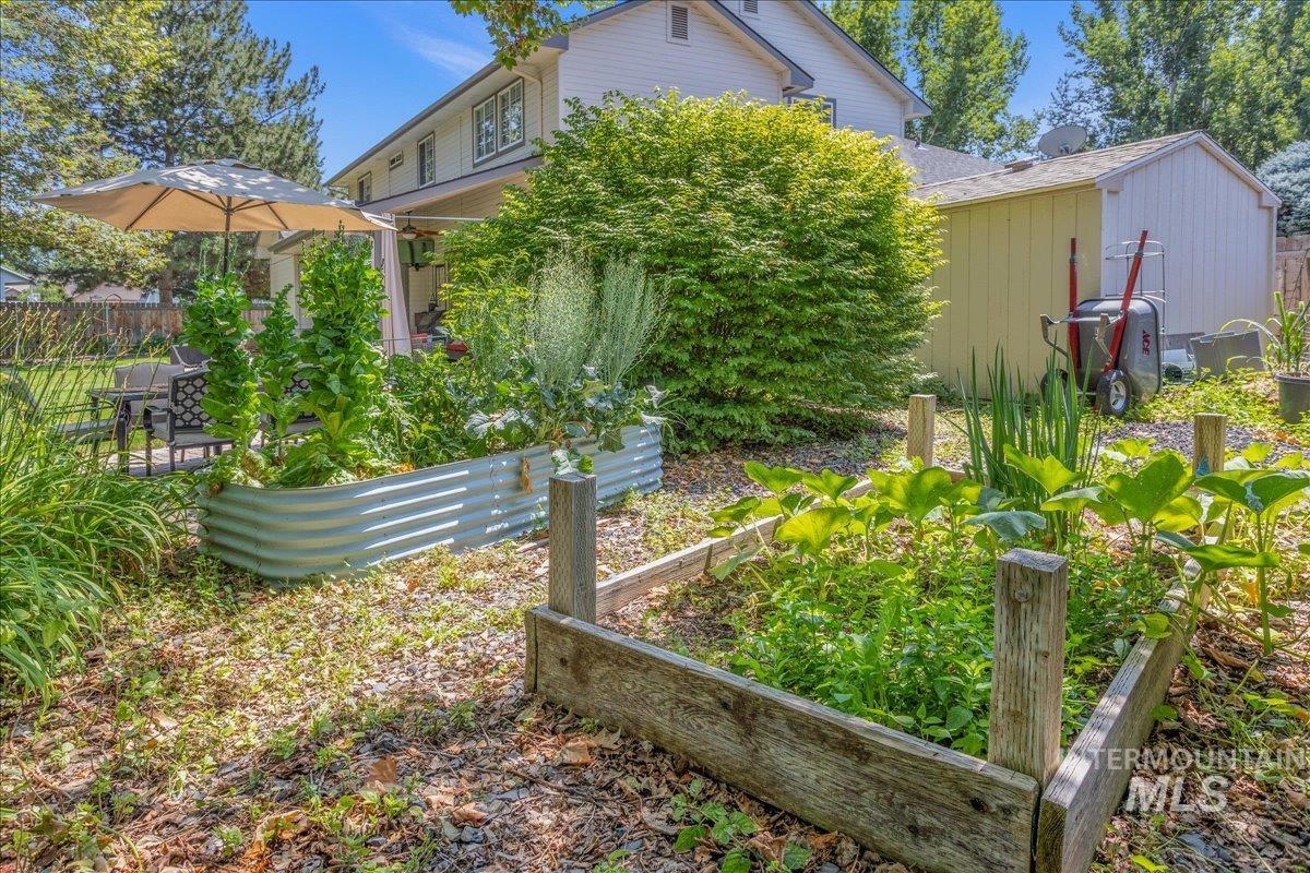 View of yard featuring a garden