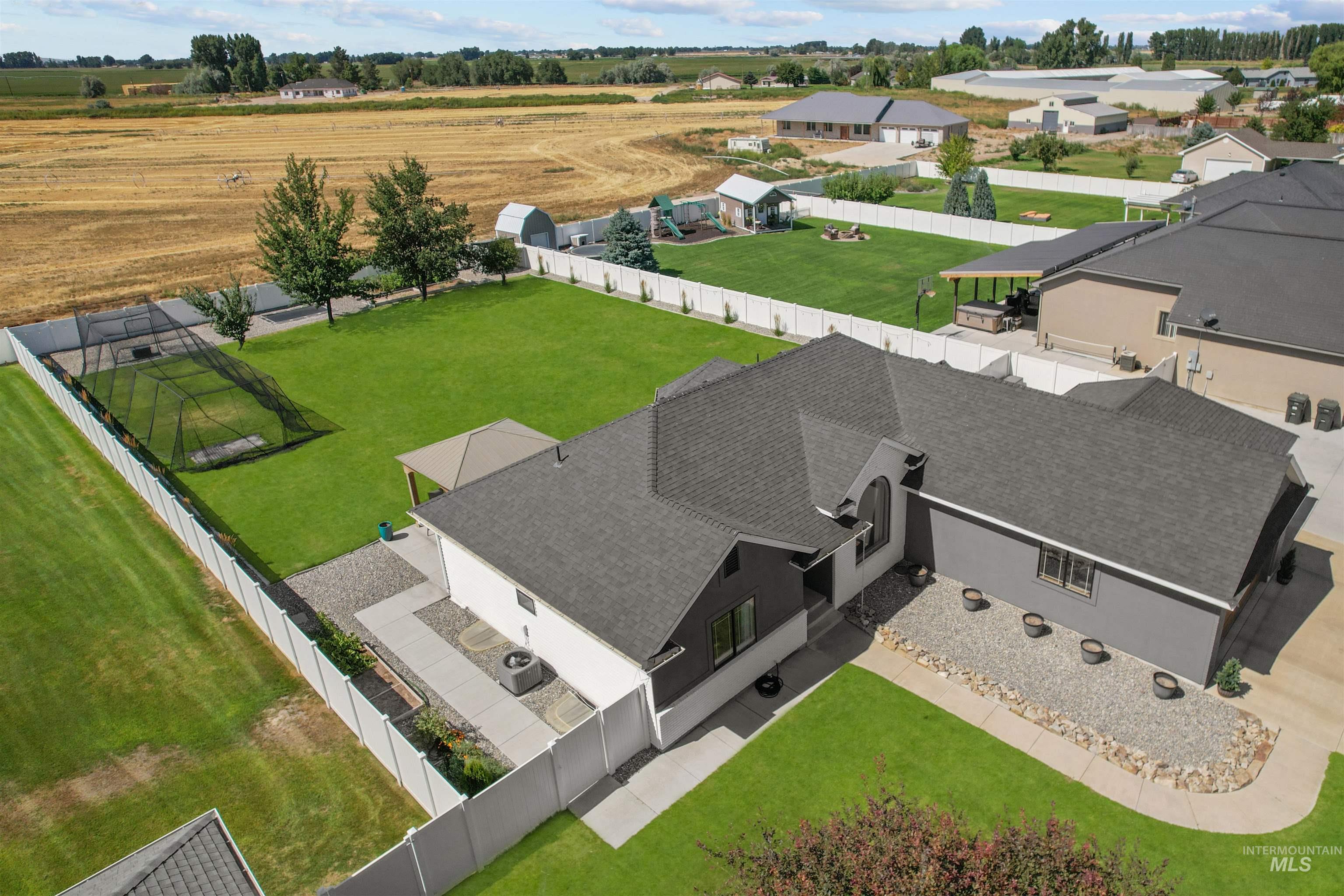 Aerial perspective of suburban area