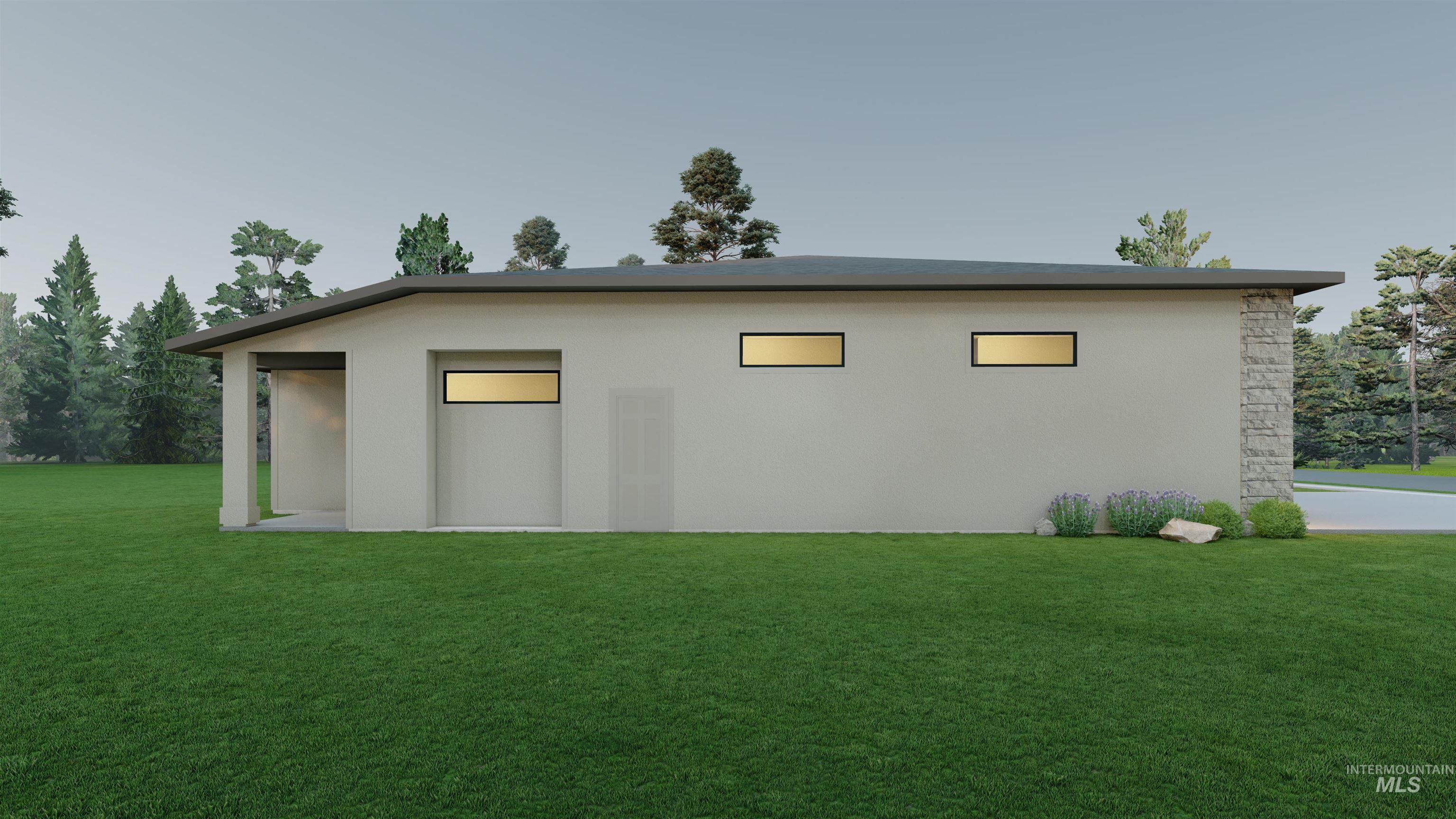 View of home's exterior featuring a yard, stucco siding, and stone siding