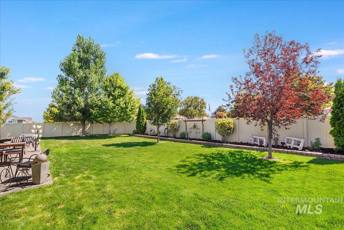 View of fenced backyard