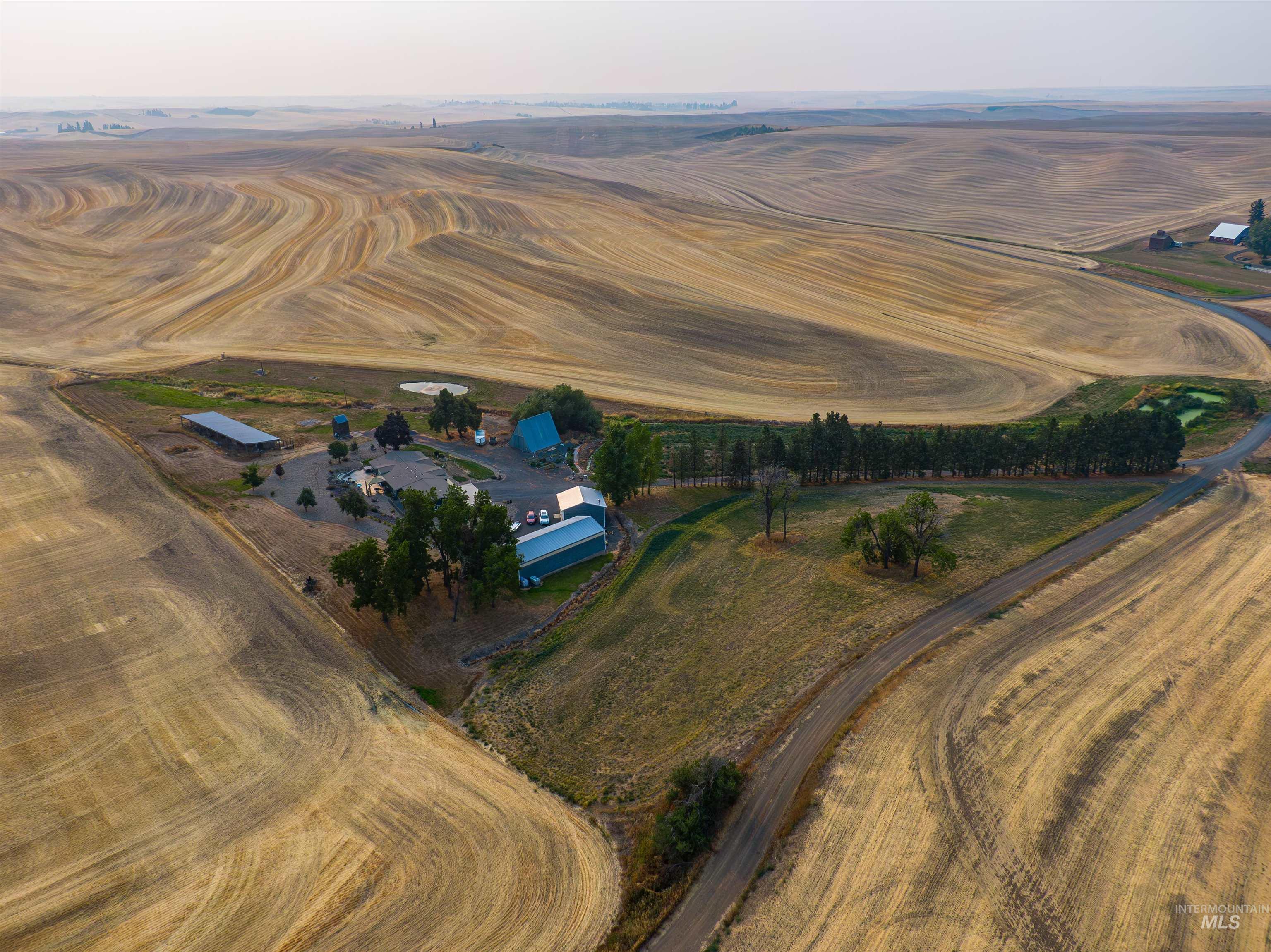 Aerial overview of property's location featuring rural landscape