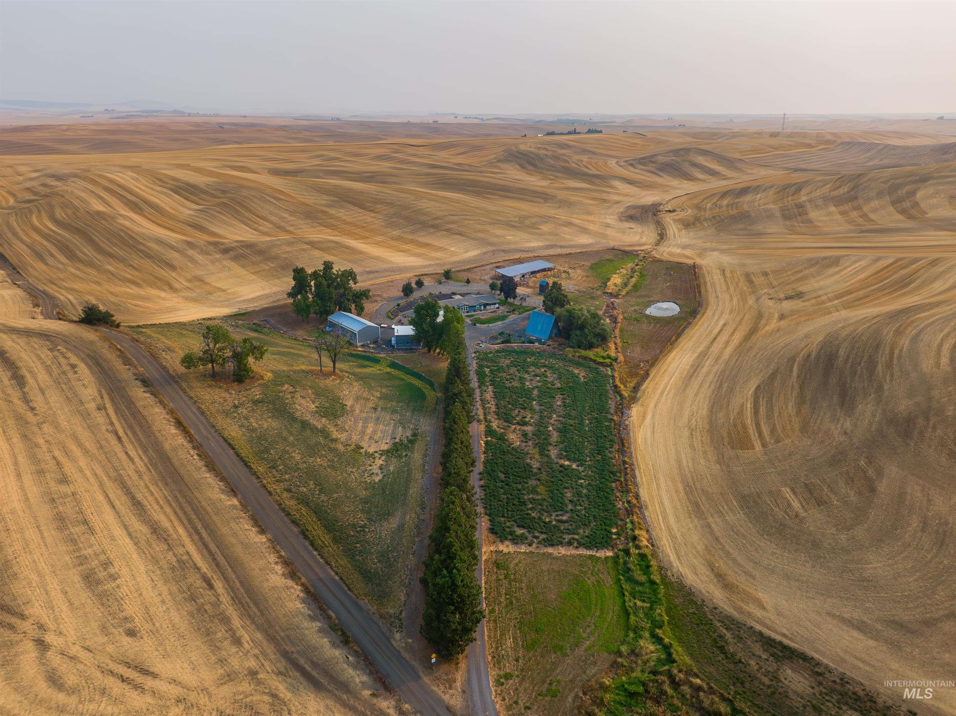 Aerial overview of property's location featuring rural landscape