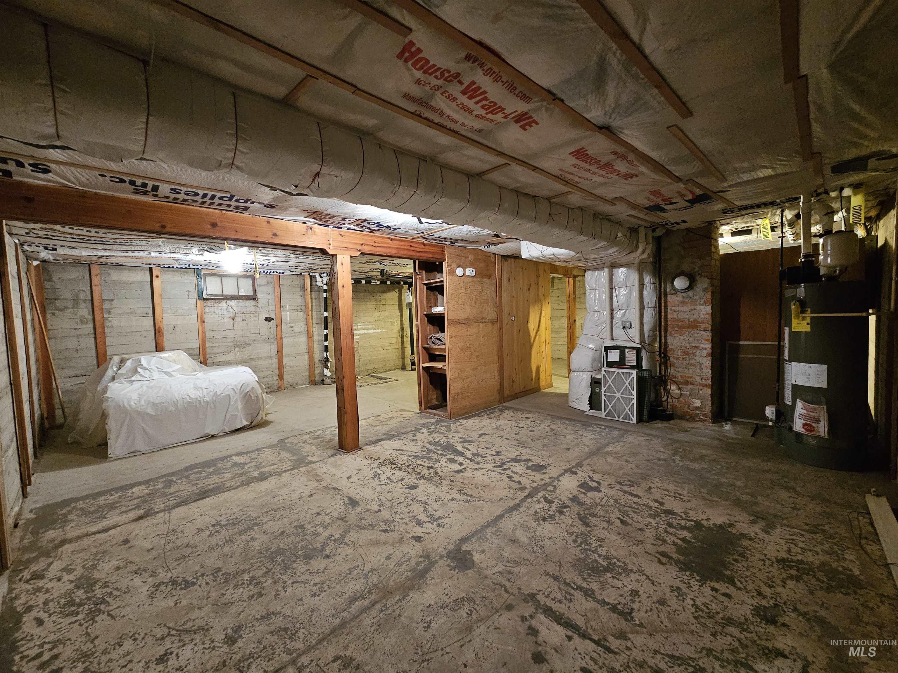Basement with gas water heater