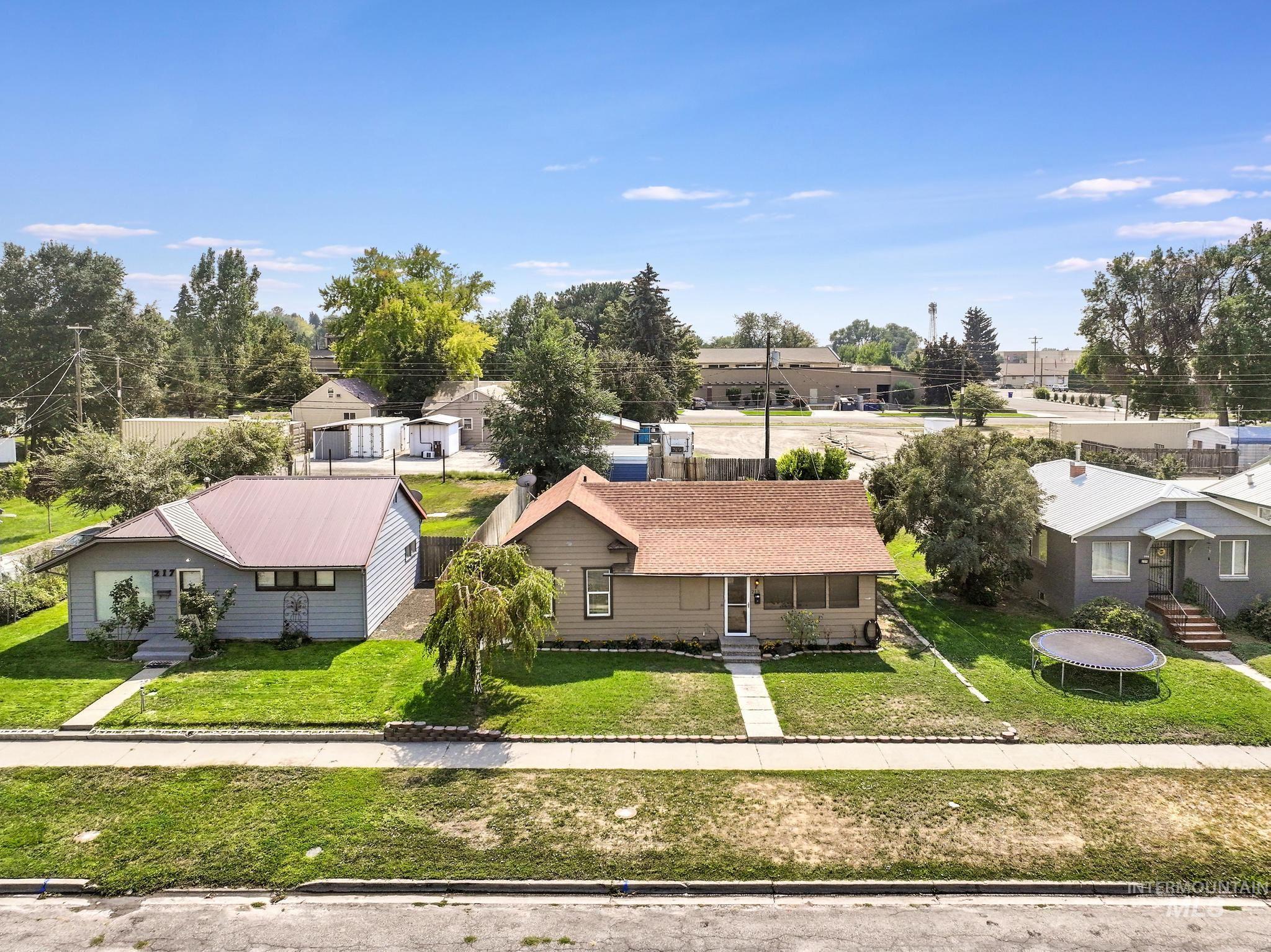 Aerial perspective of suburban area