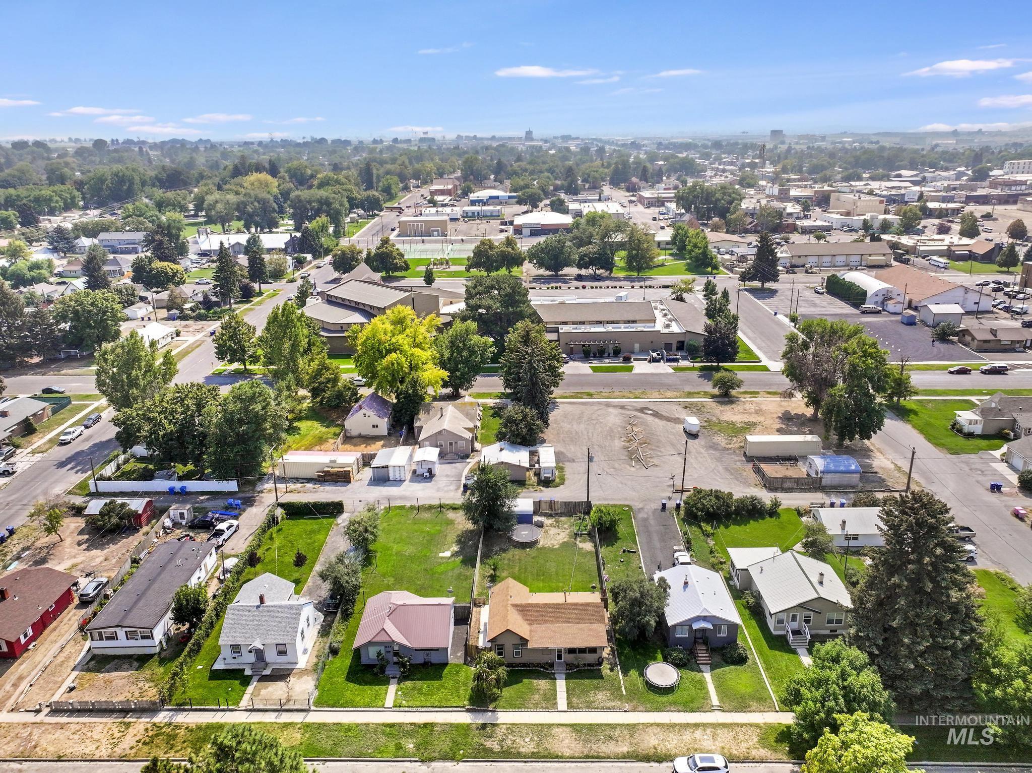 Aerial perspective of suburban area