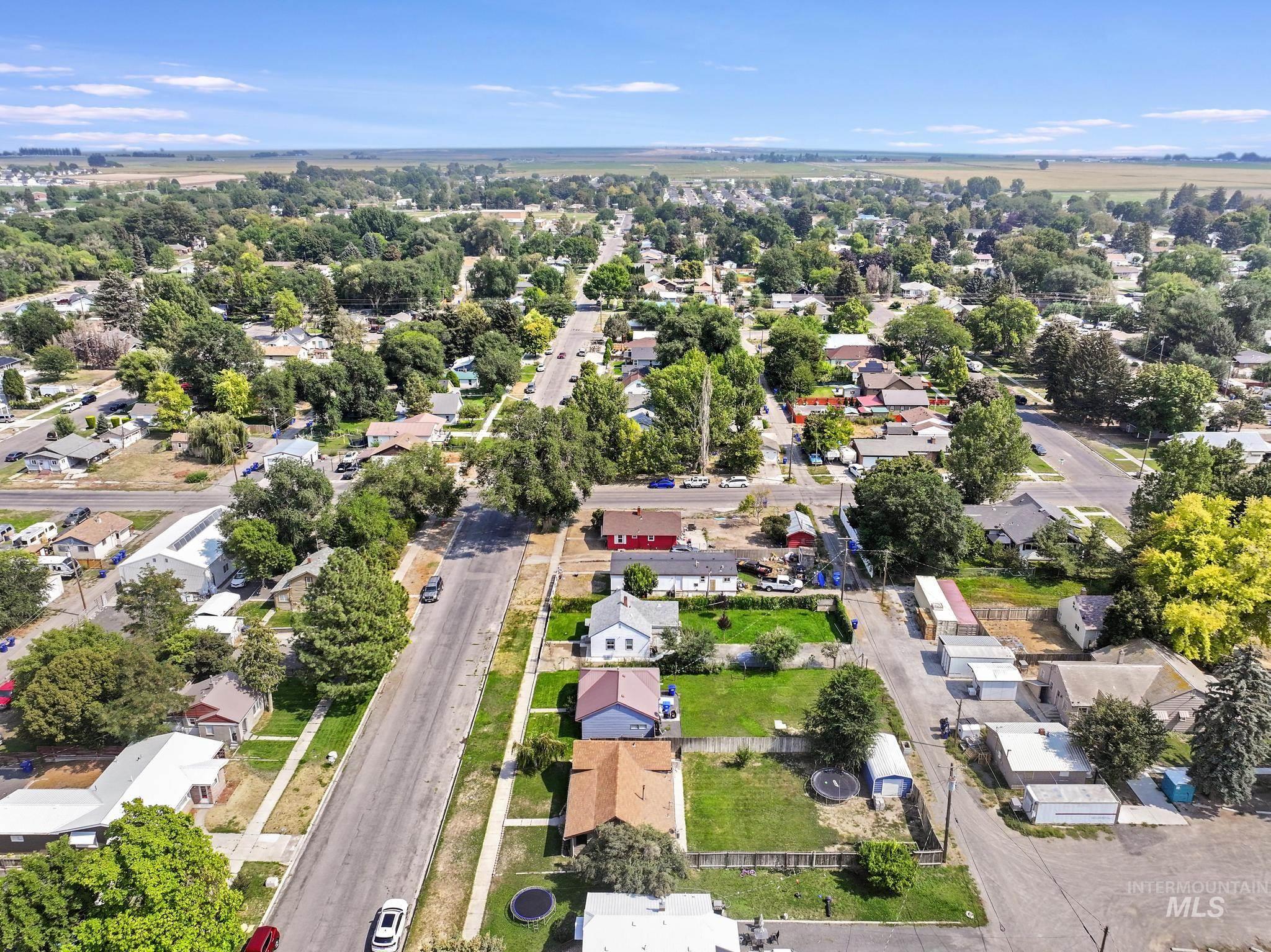 Aerial perspective of suburban area