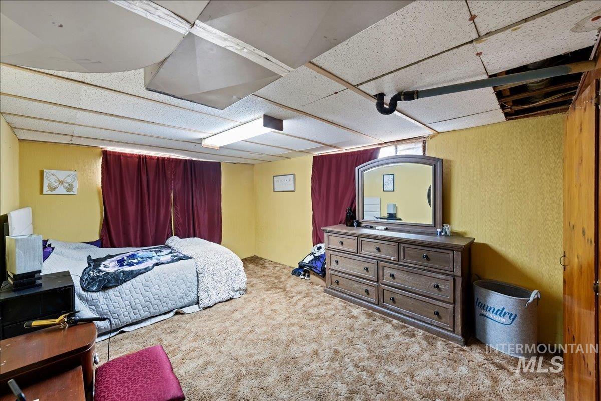 Bedroom with carpet flooring