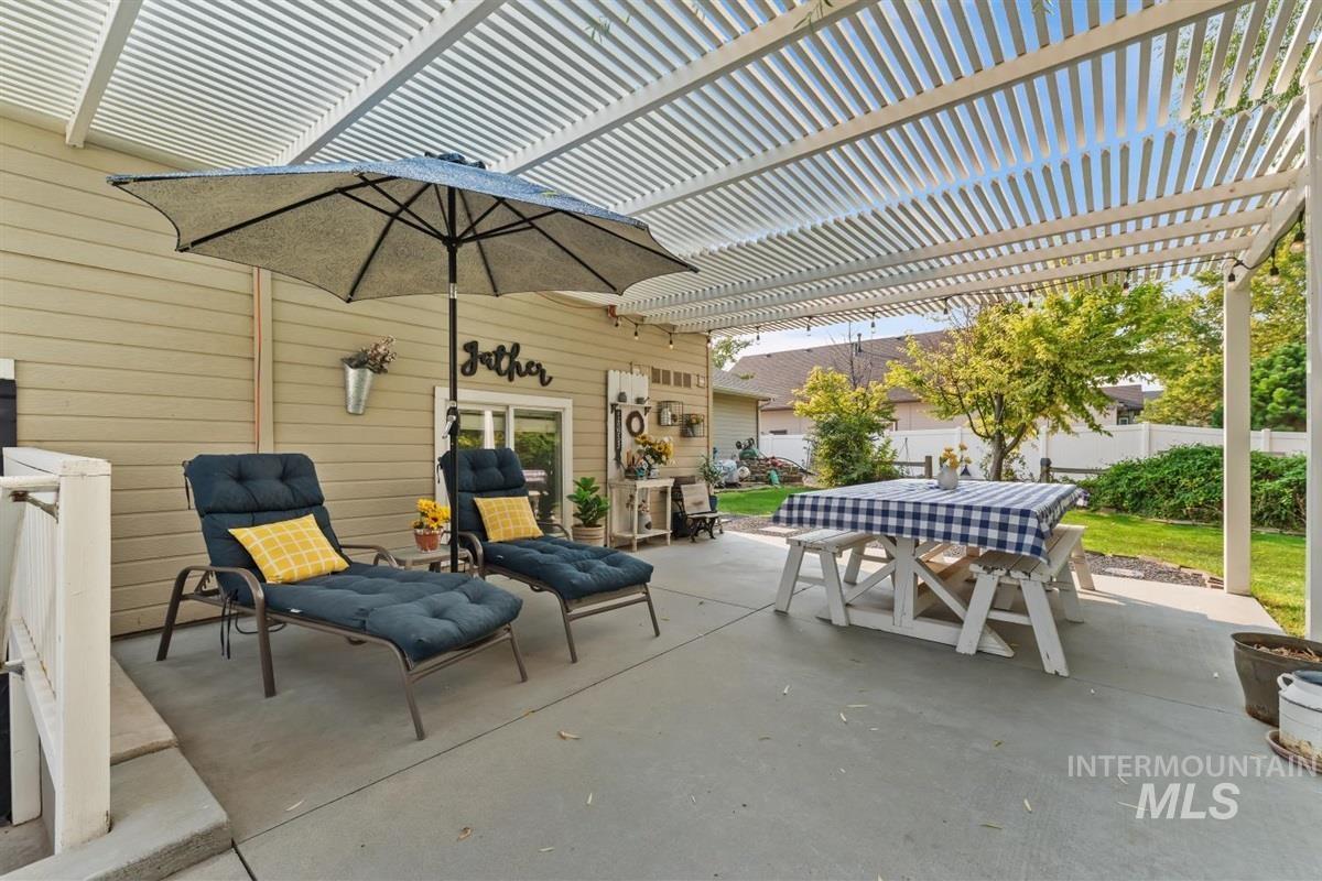View of patio with outdoor dining space