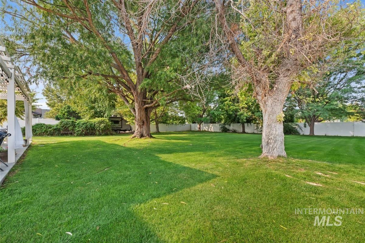 View of fenced backyard