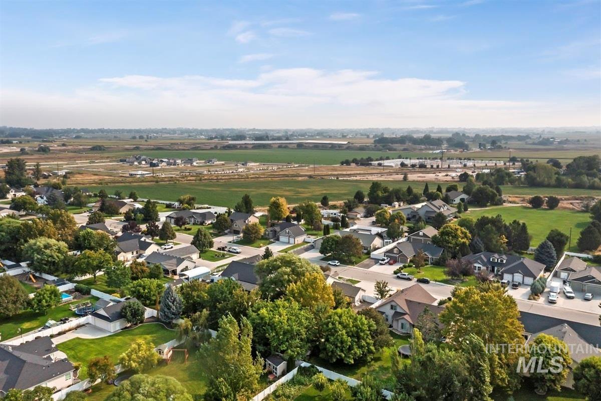 Aerial perspective of suburban area