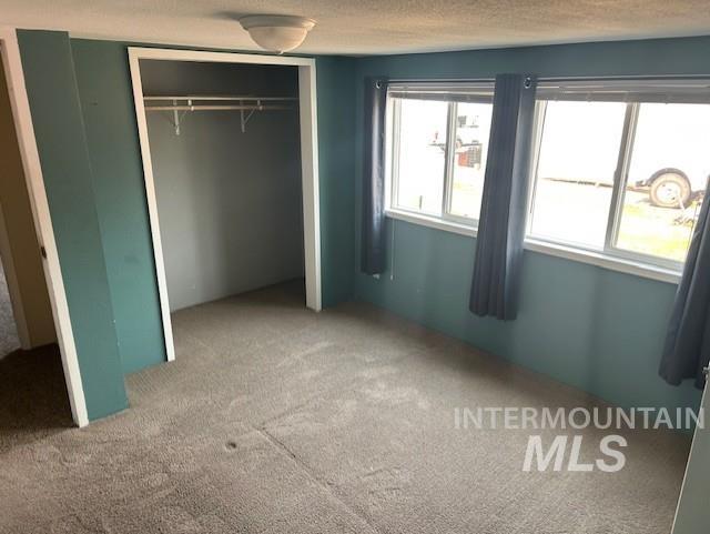 Unfurnished bedroom featuring carpet floors and a closet