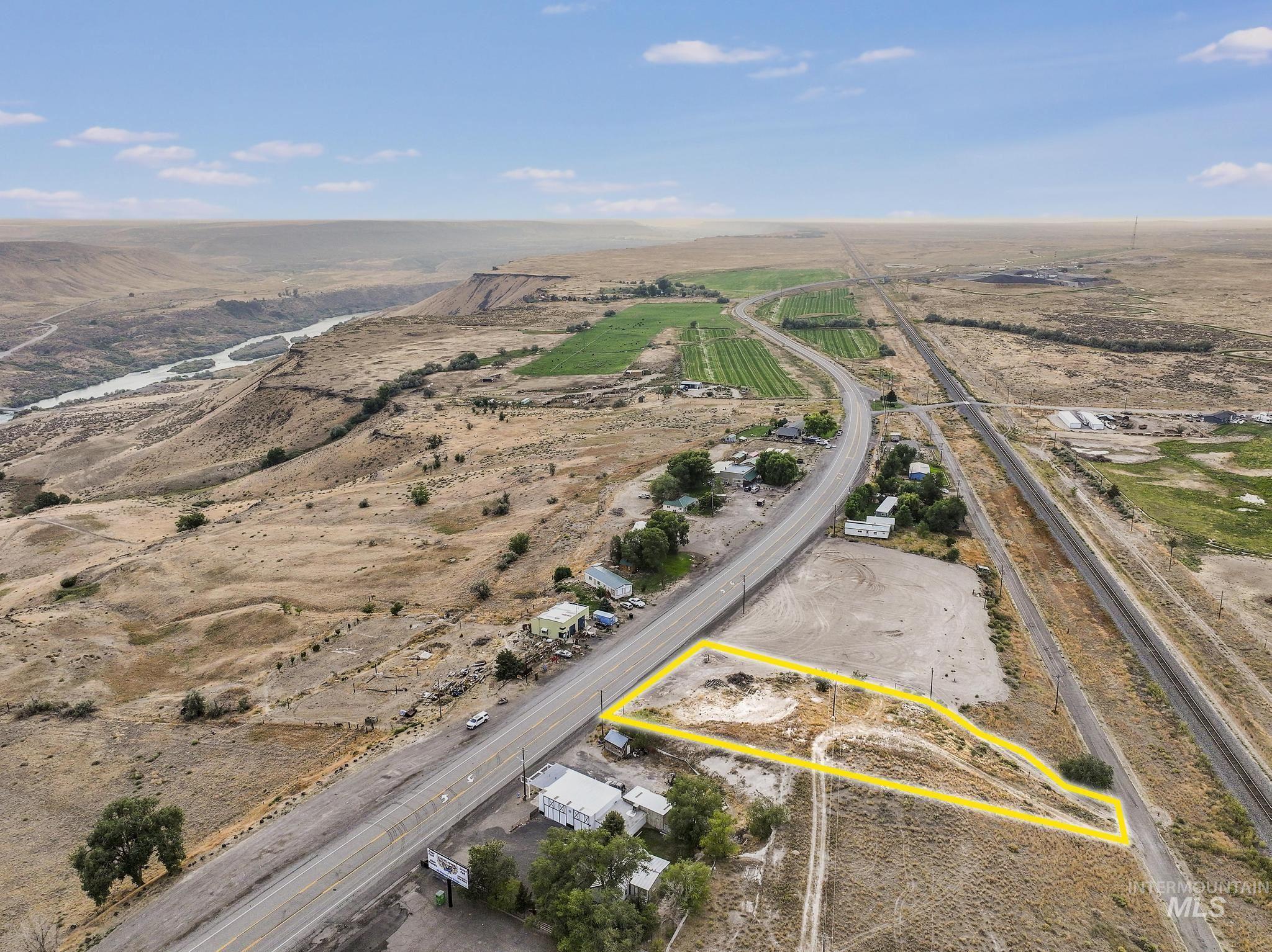 Overview of rural landscape with property parcel outlined
