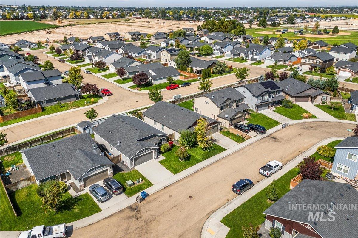 Aerial perspective of suburban area