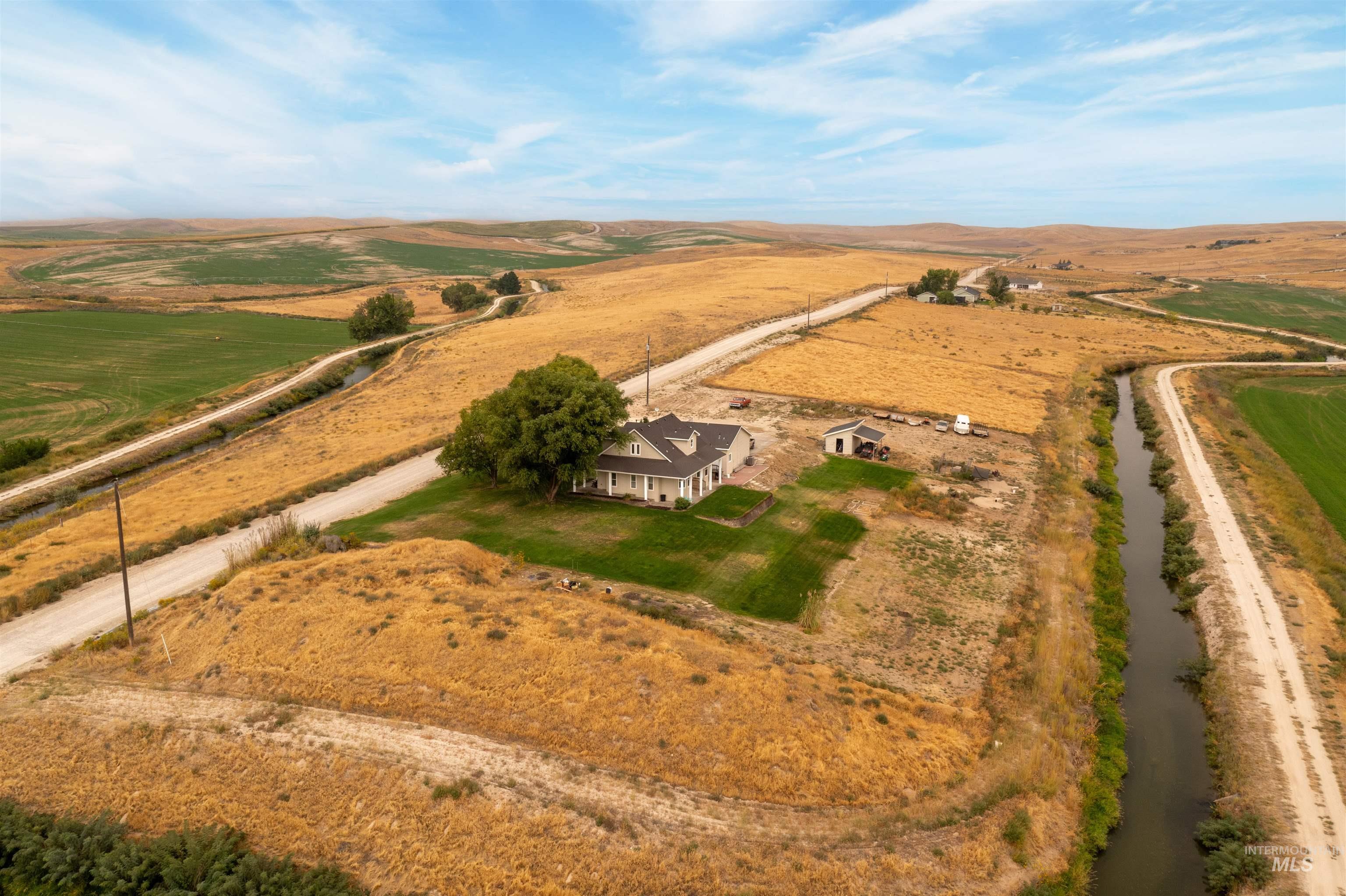 Aerial view of property's location with rural landscape