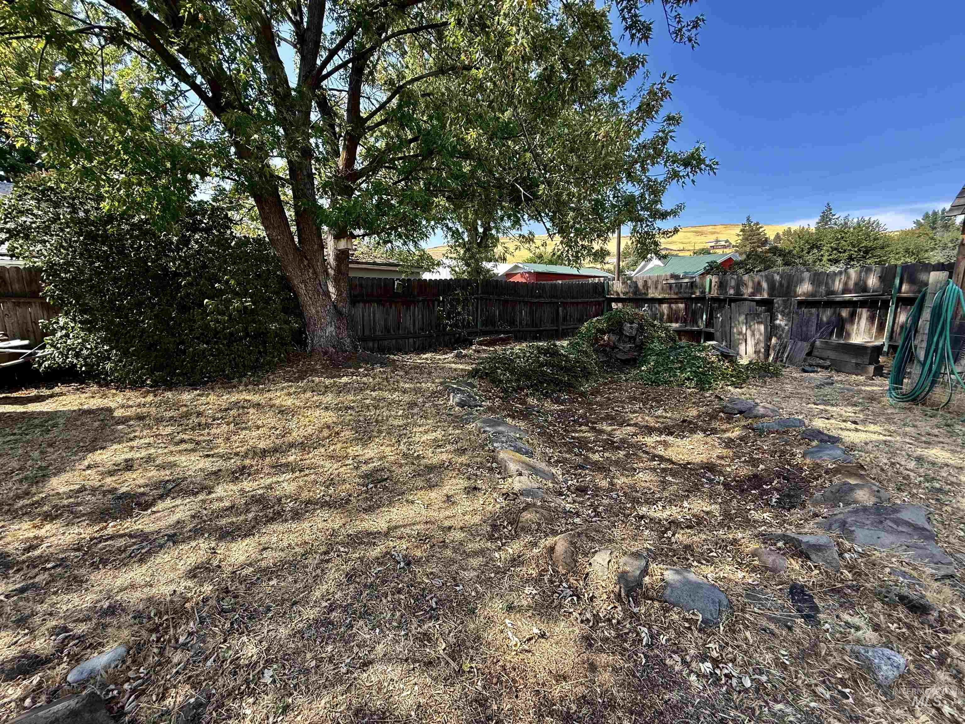 View of fenced backyard