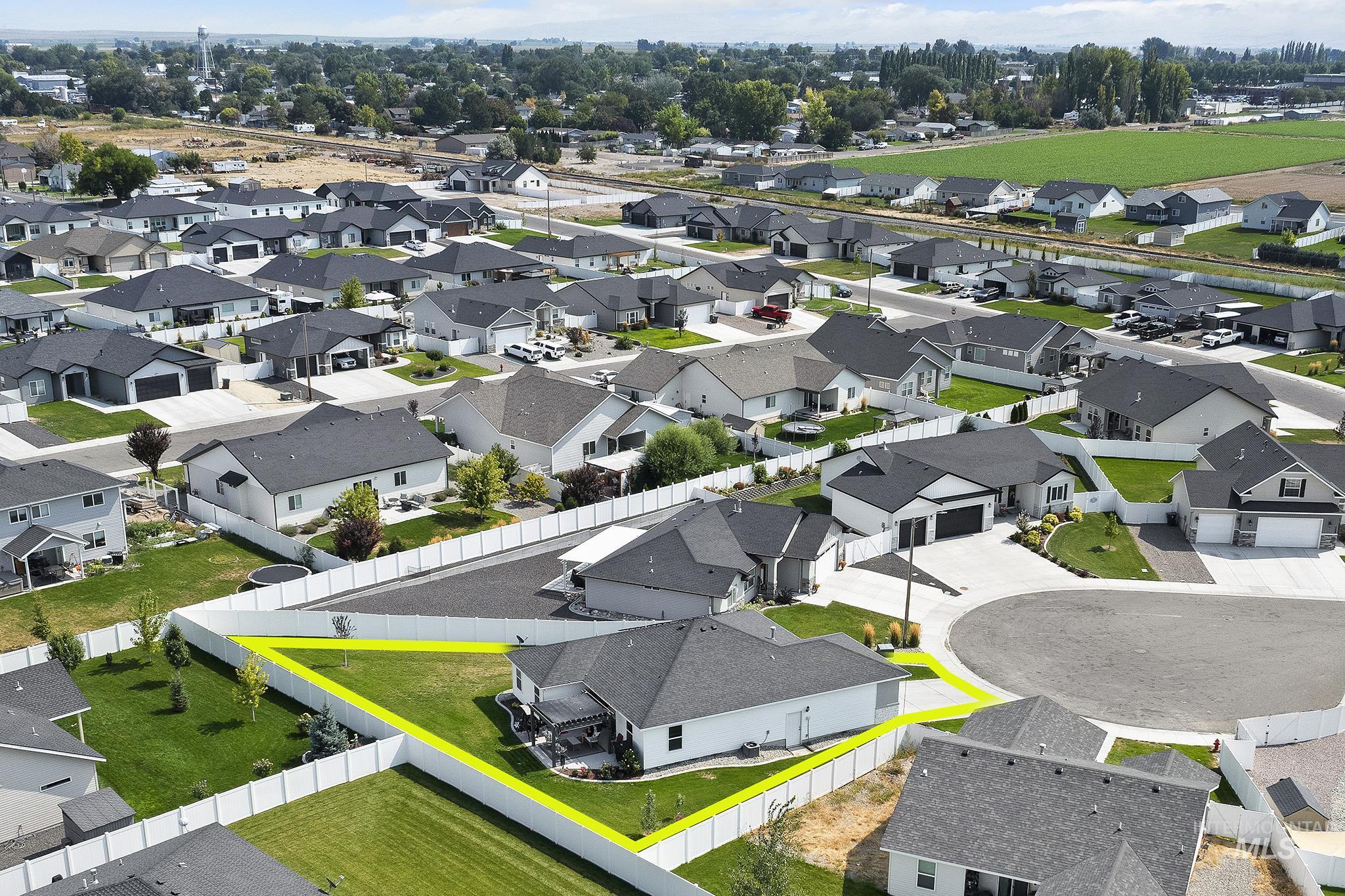 Aerial view of residential area
