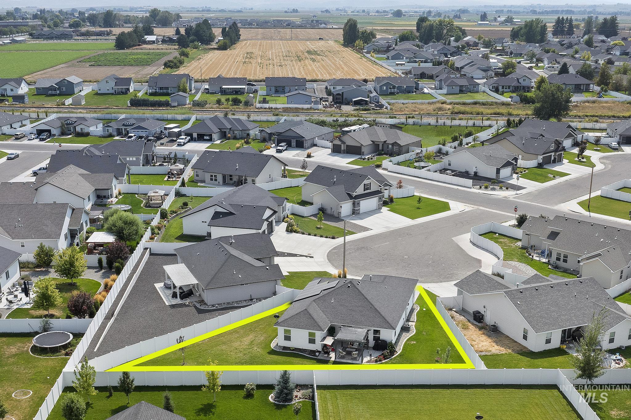 Aerial perspective of suburban area