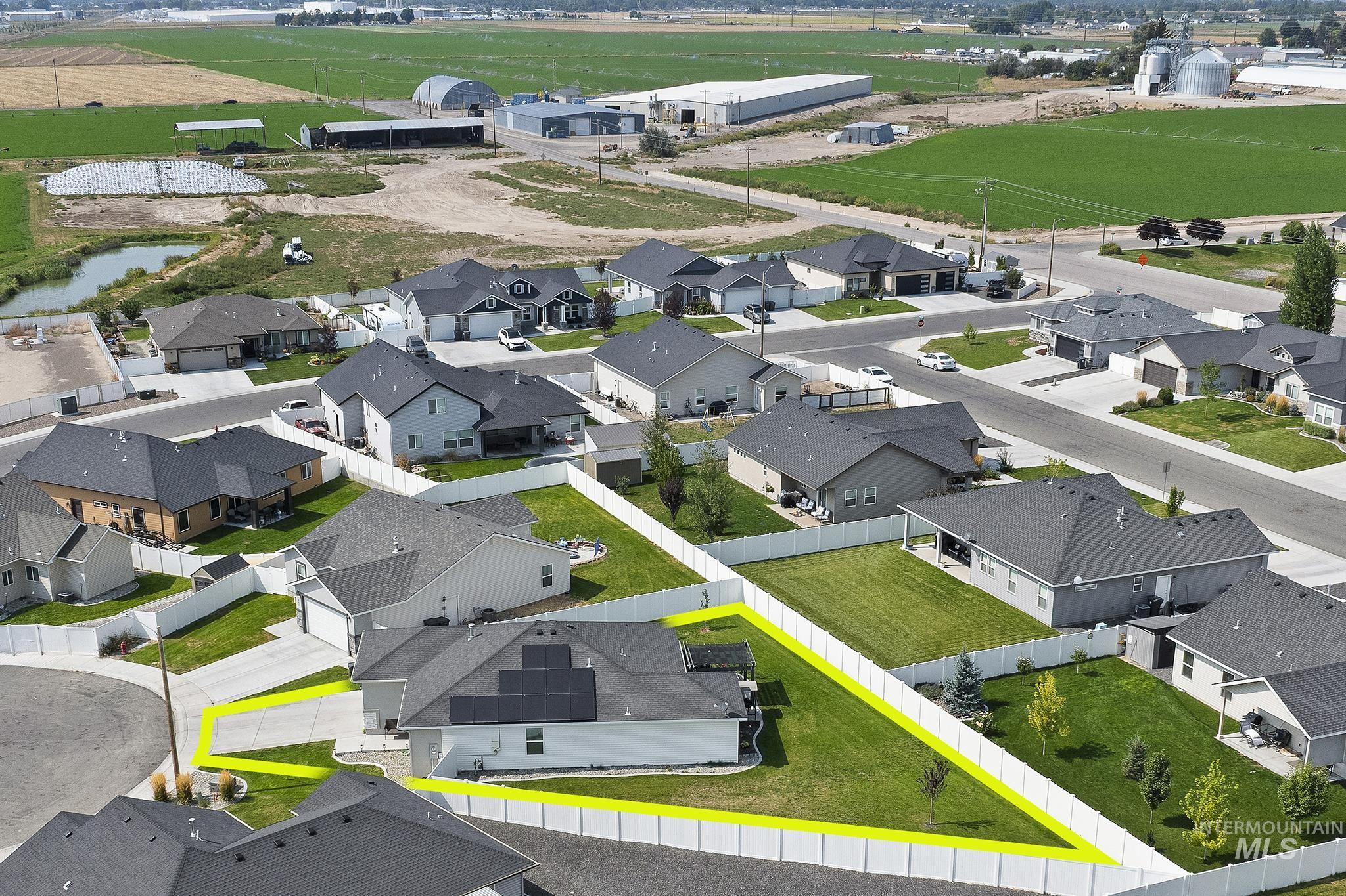 Aerial view of residential area