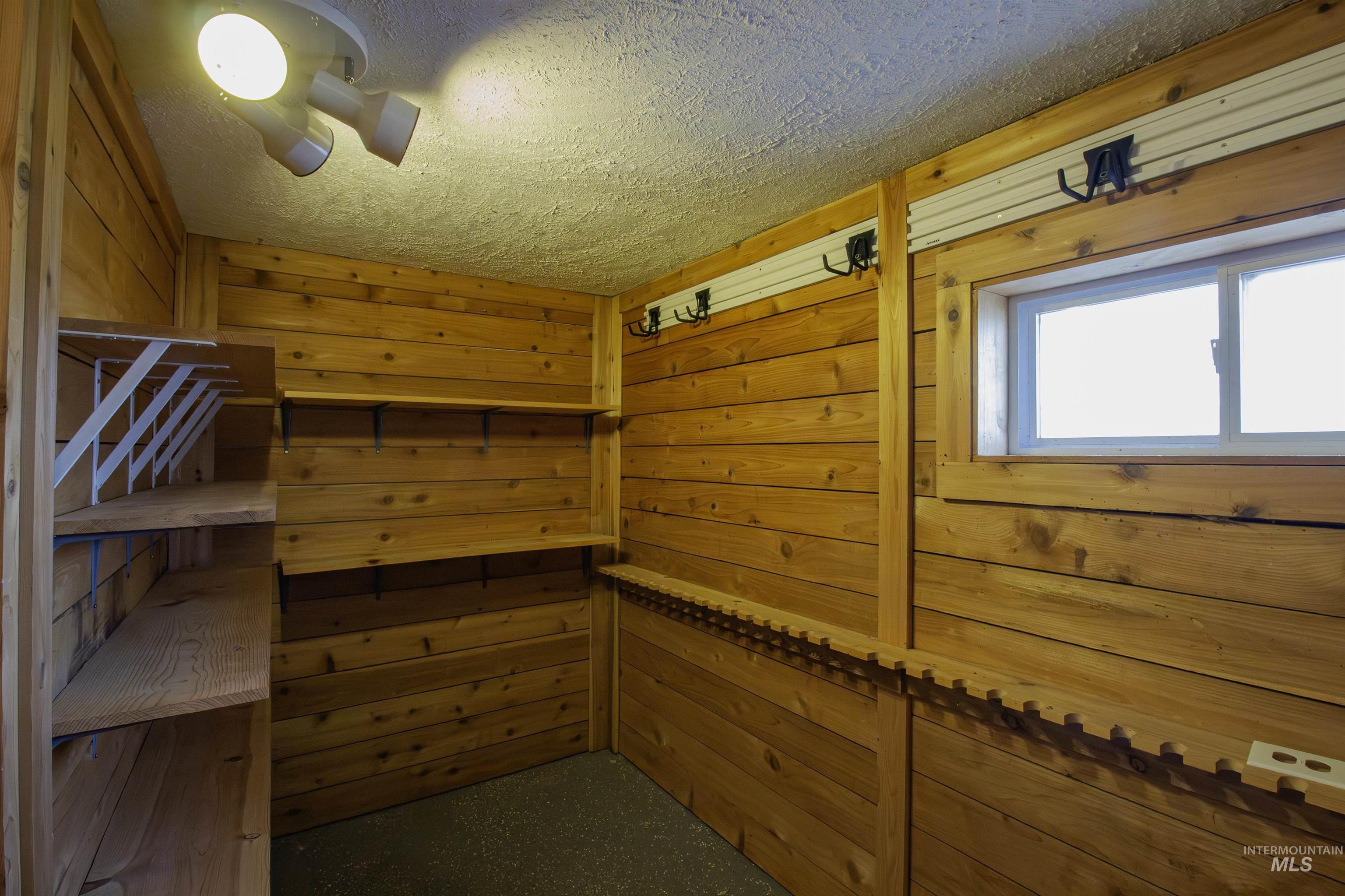 Interior space with a sauna