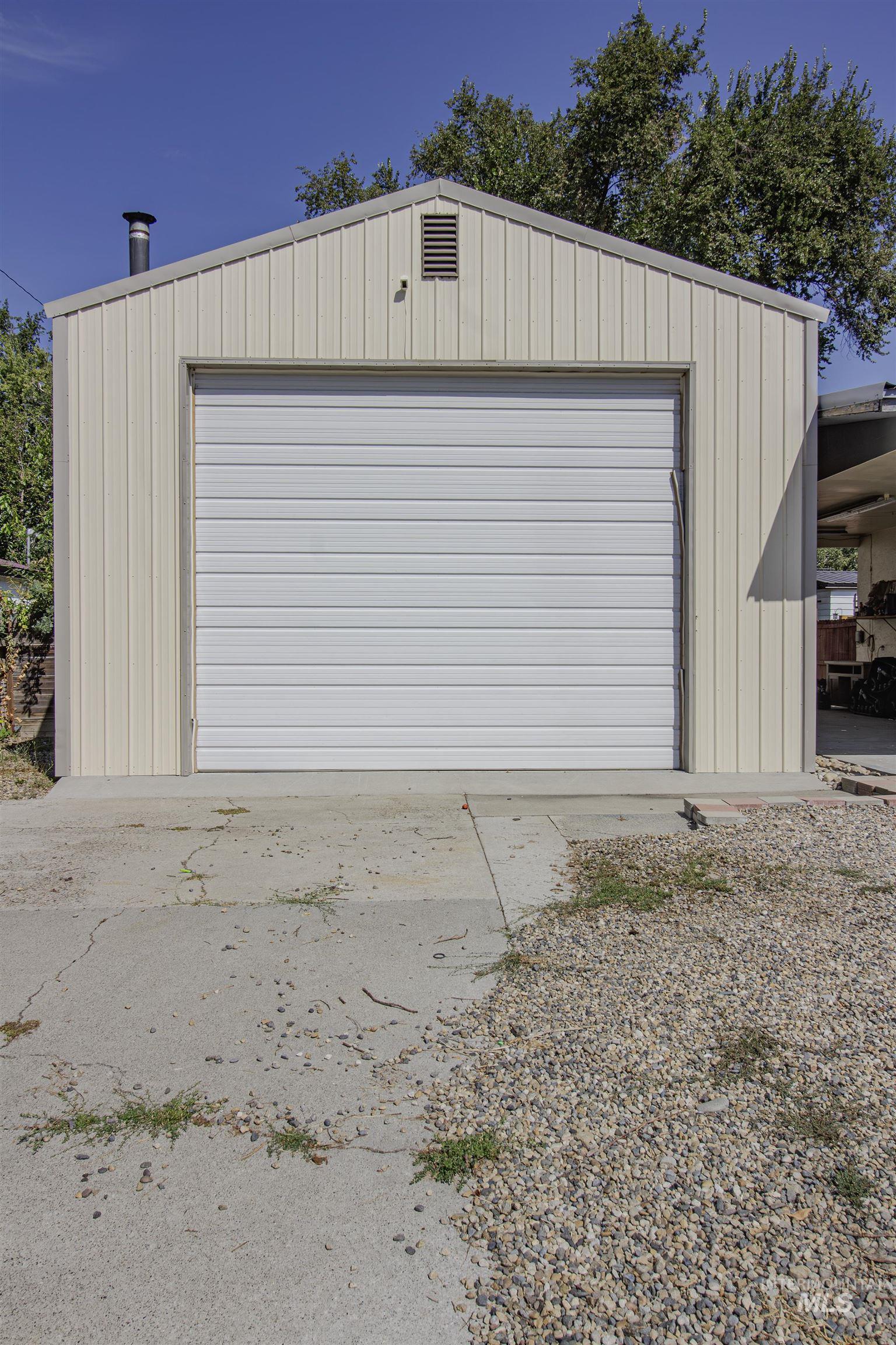 View of detached garage