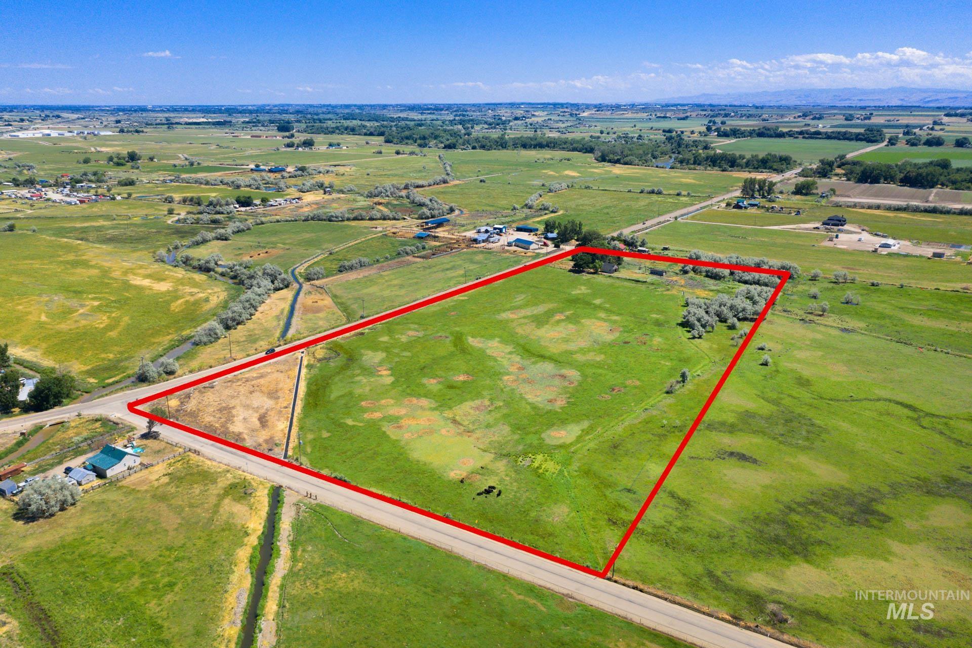 Aerial view of C-2 recently annexed commercial ground  with property boundaries highlighted
