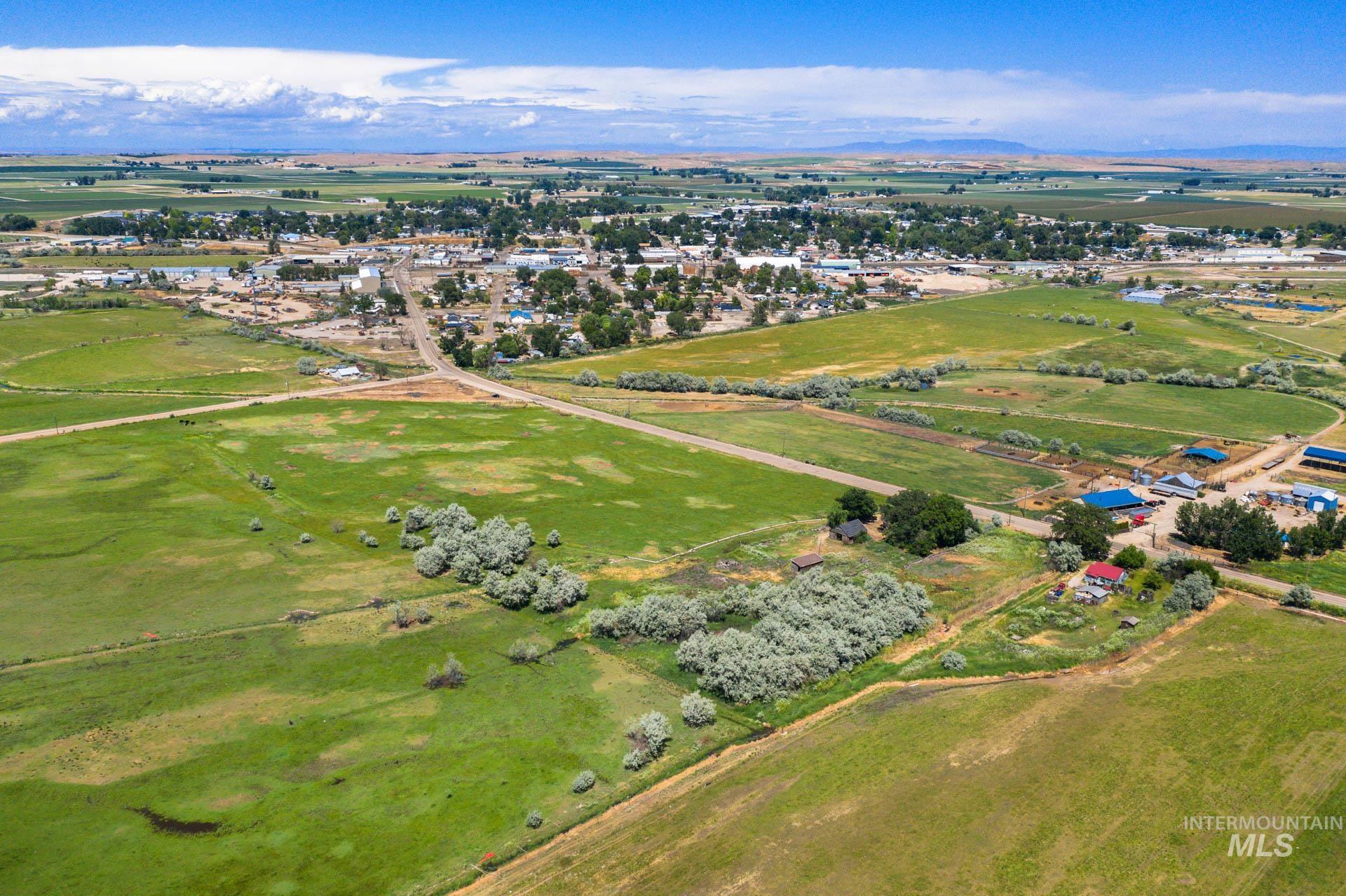 Aerial overview of property's location featuring rural landscape