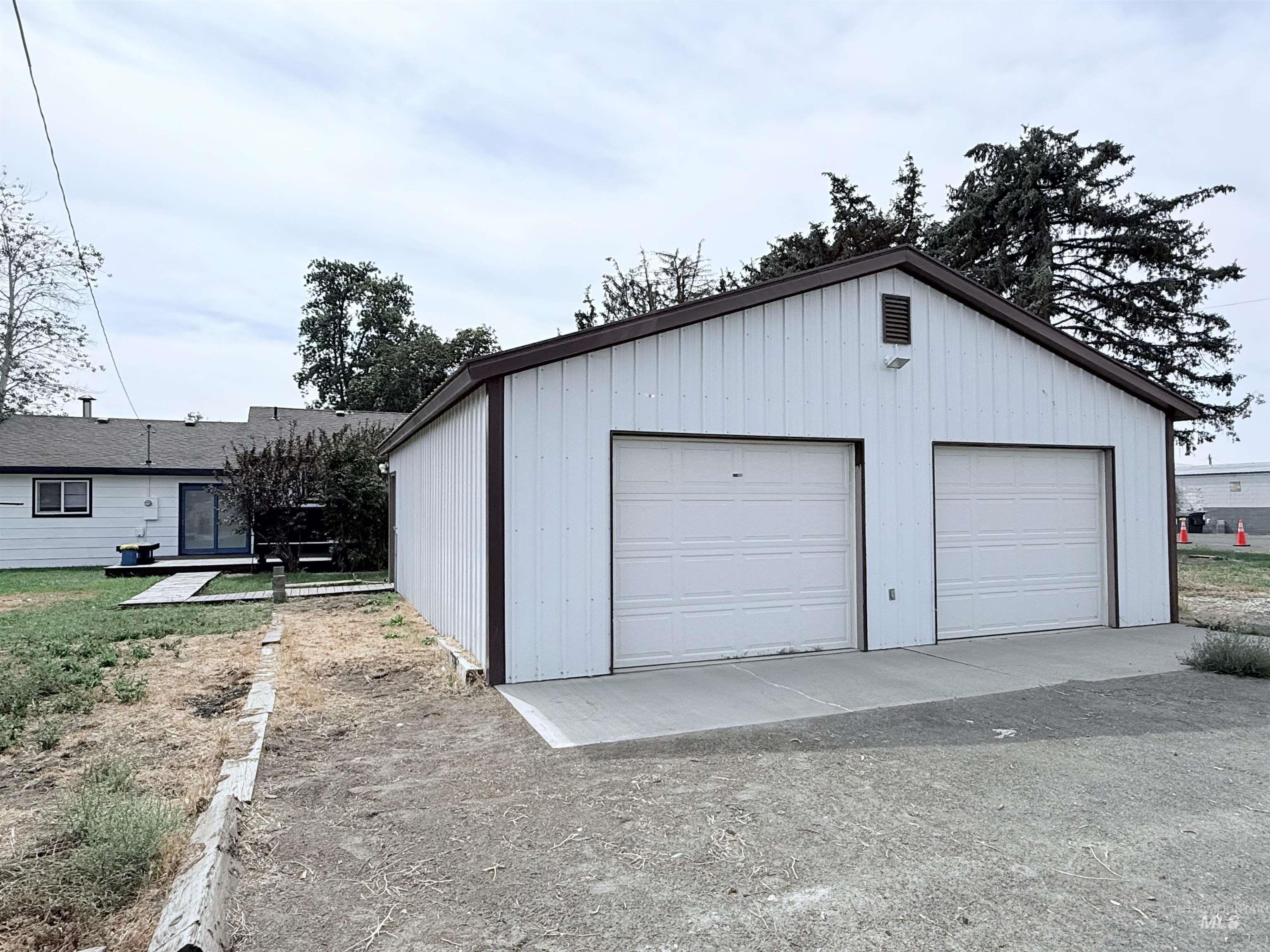 View of detached garage