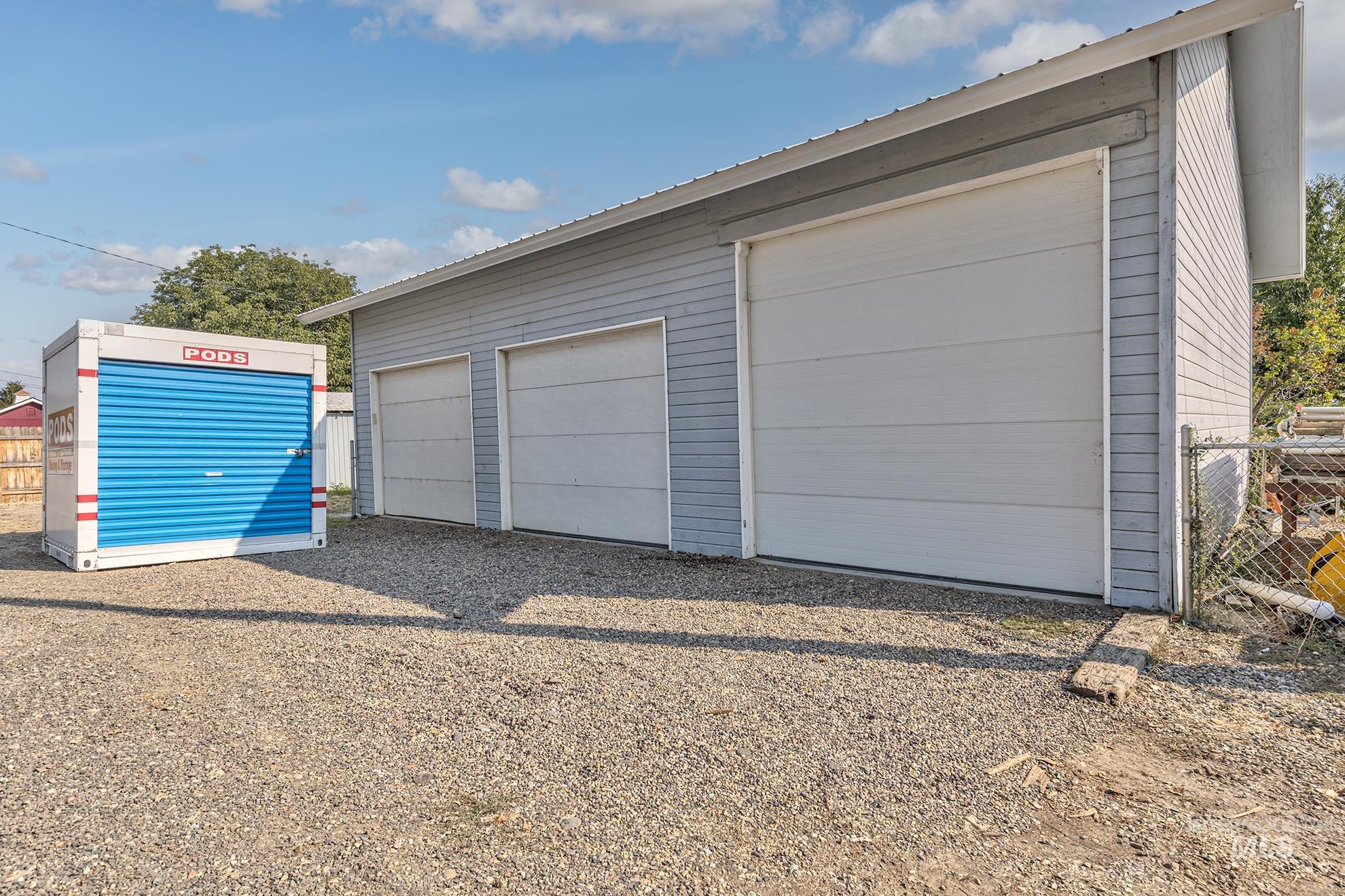 View of detached garage