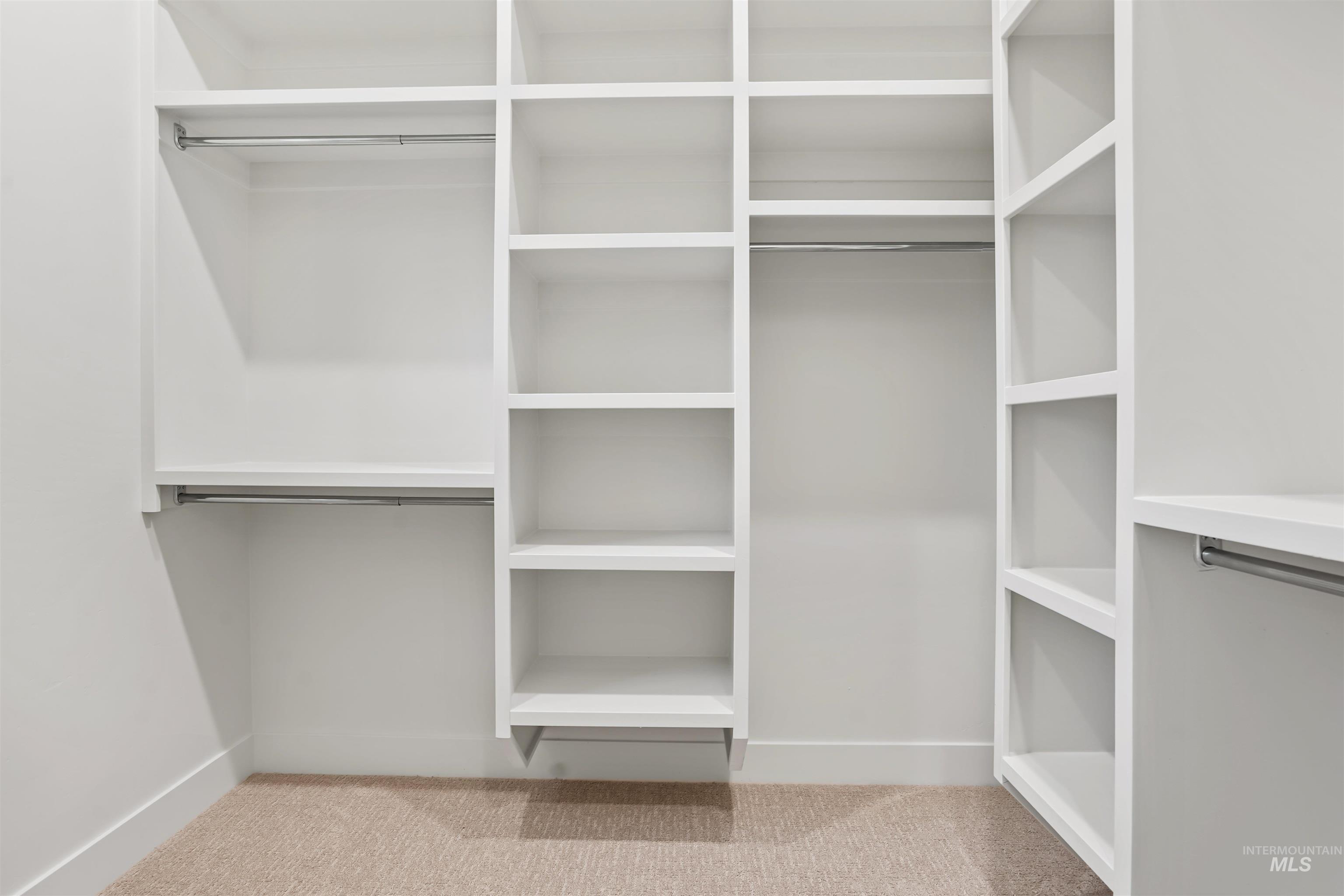 Walk in closet with carpet flooring