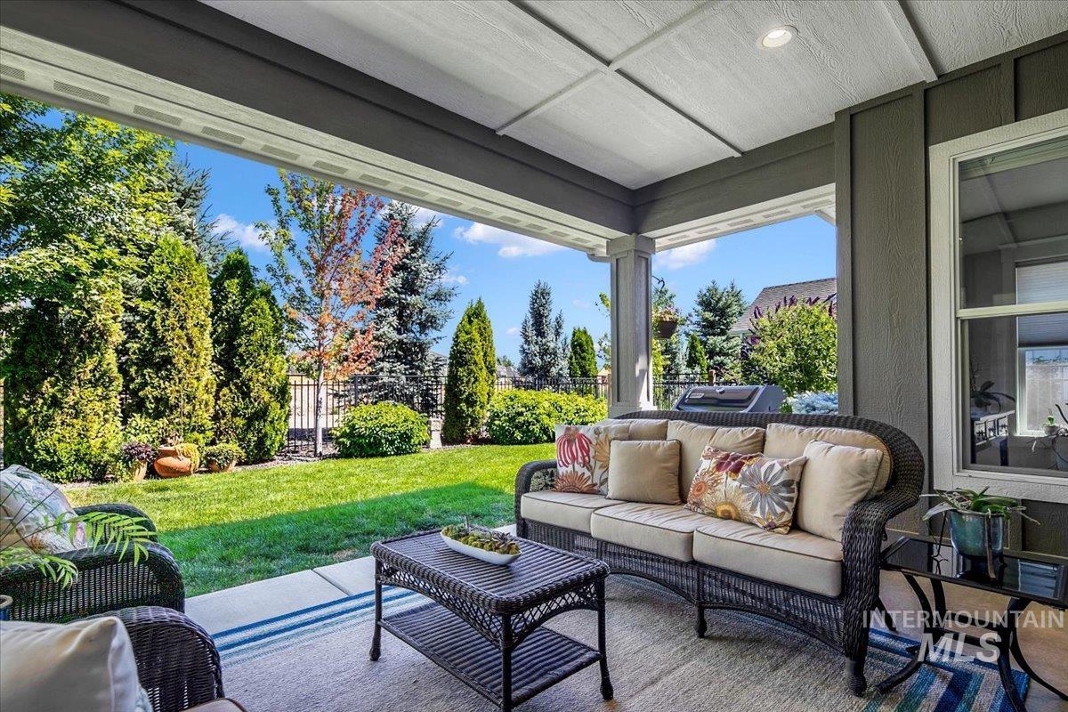 View of patio featuring an outdoor hangout area