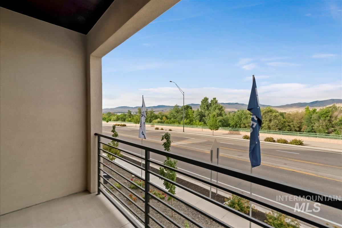 Balcony with a mountain view