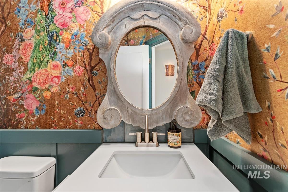 Bathroom with a sink and toilet