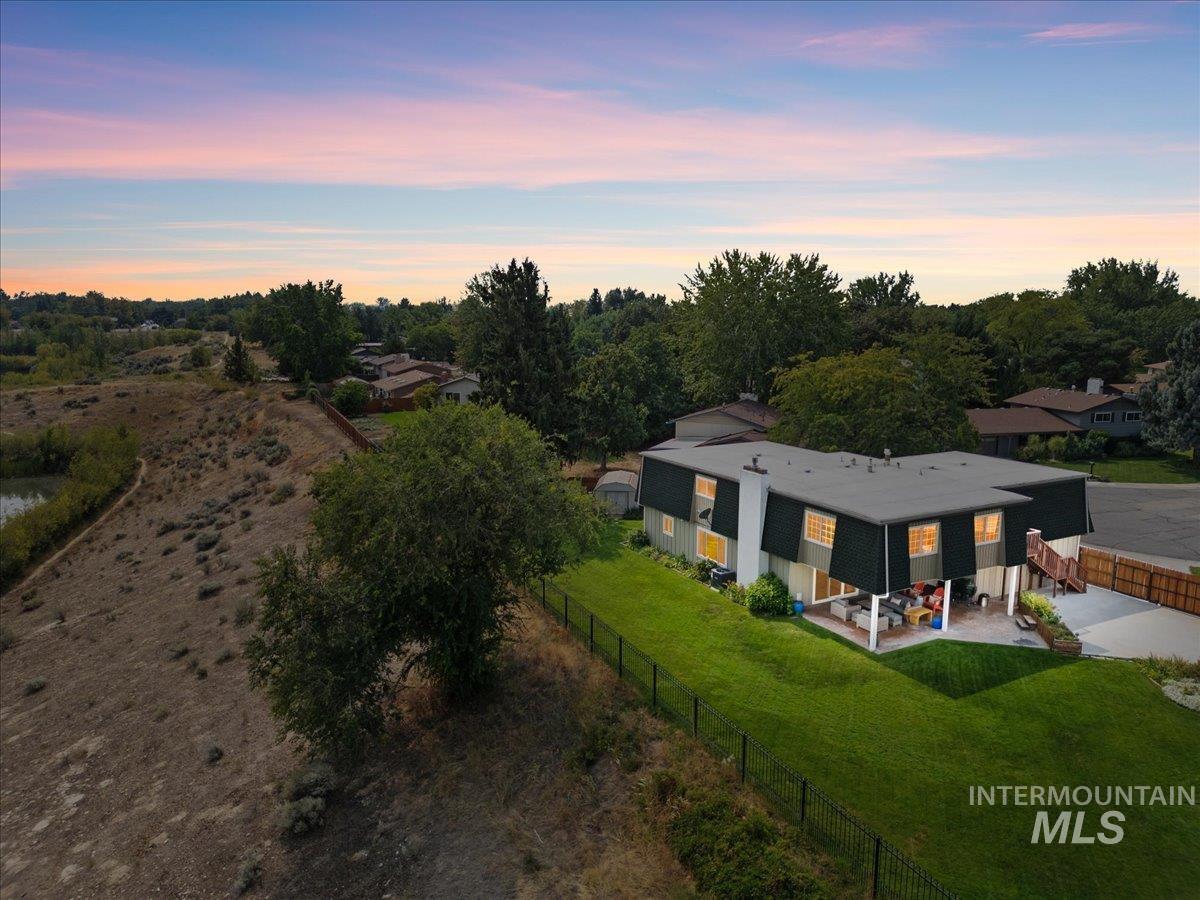 Aerial view at dusk