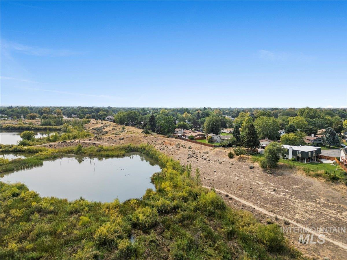 Bird's eye view of a nearby body of water