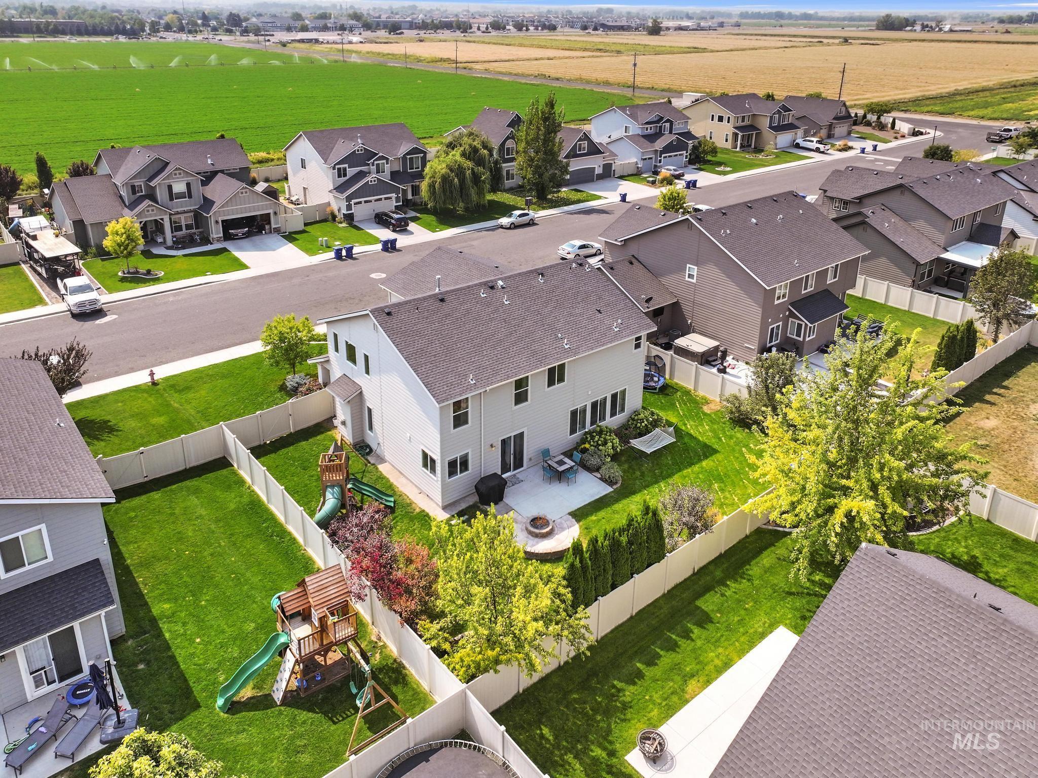 Aerial perspective of suburban area
