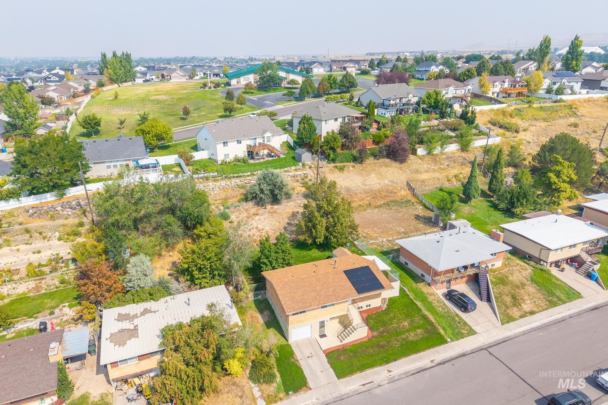 Aerial view of residential area