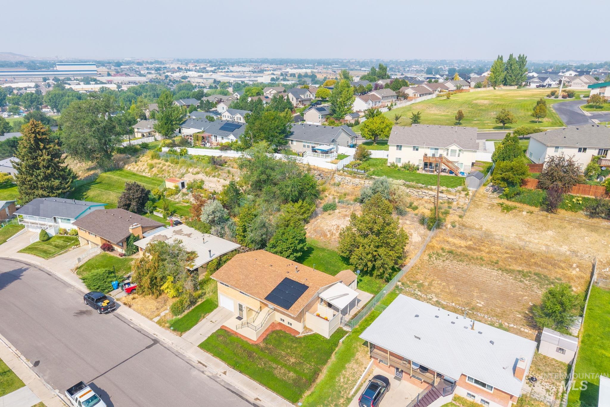 Aerial perspective of suburban area