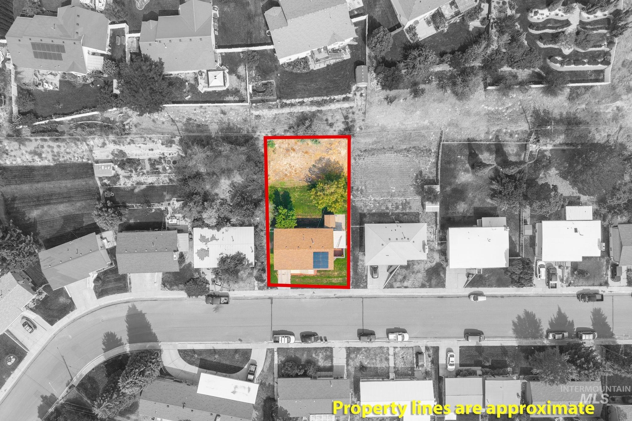 Aerial perspective of suburban area