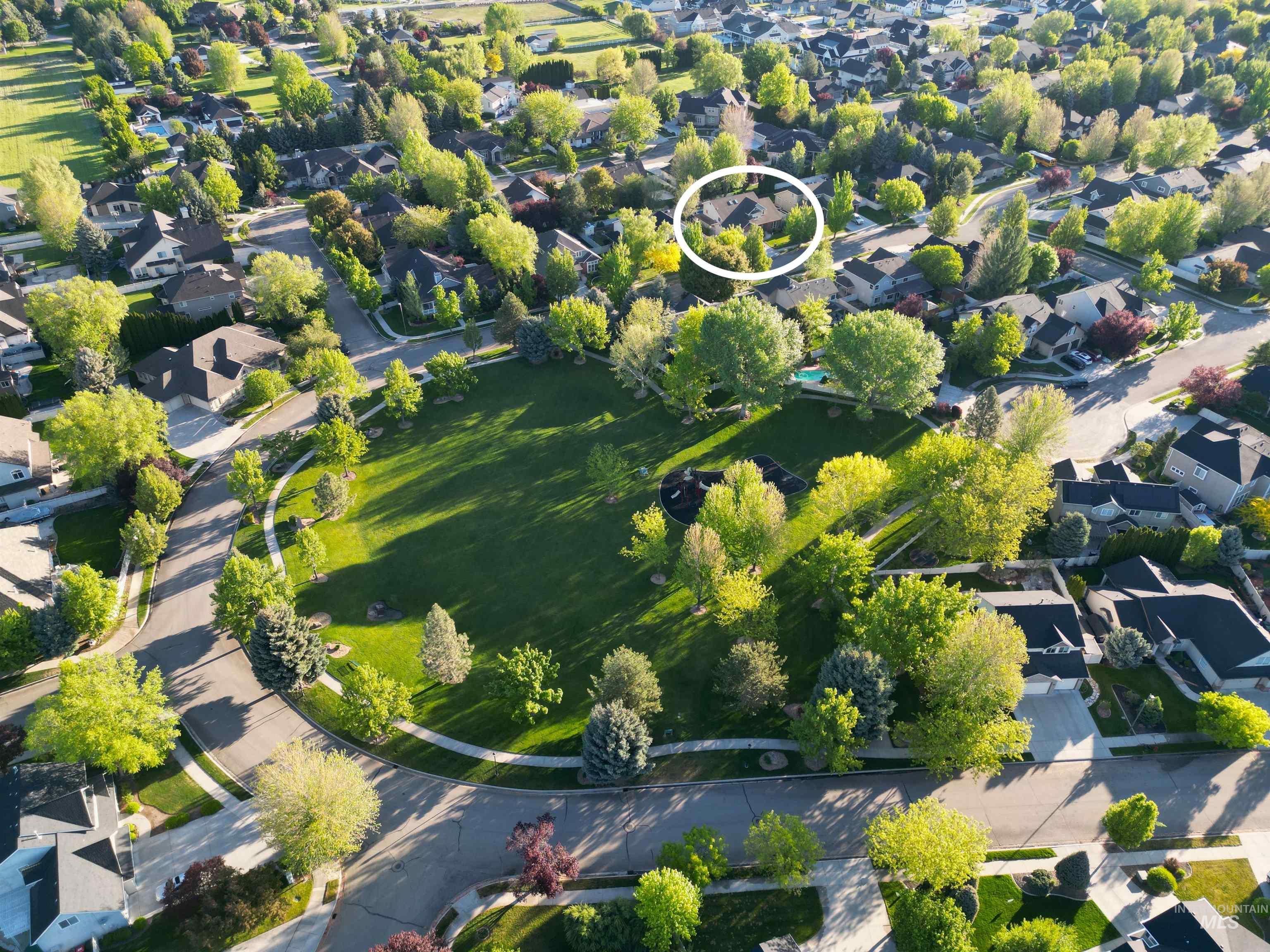 Aerial view of residential area