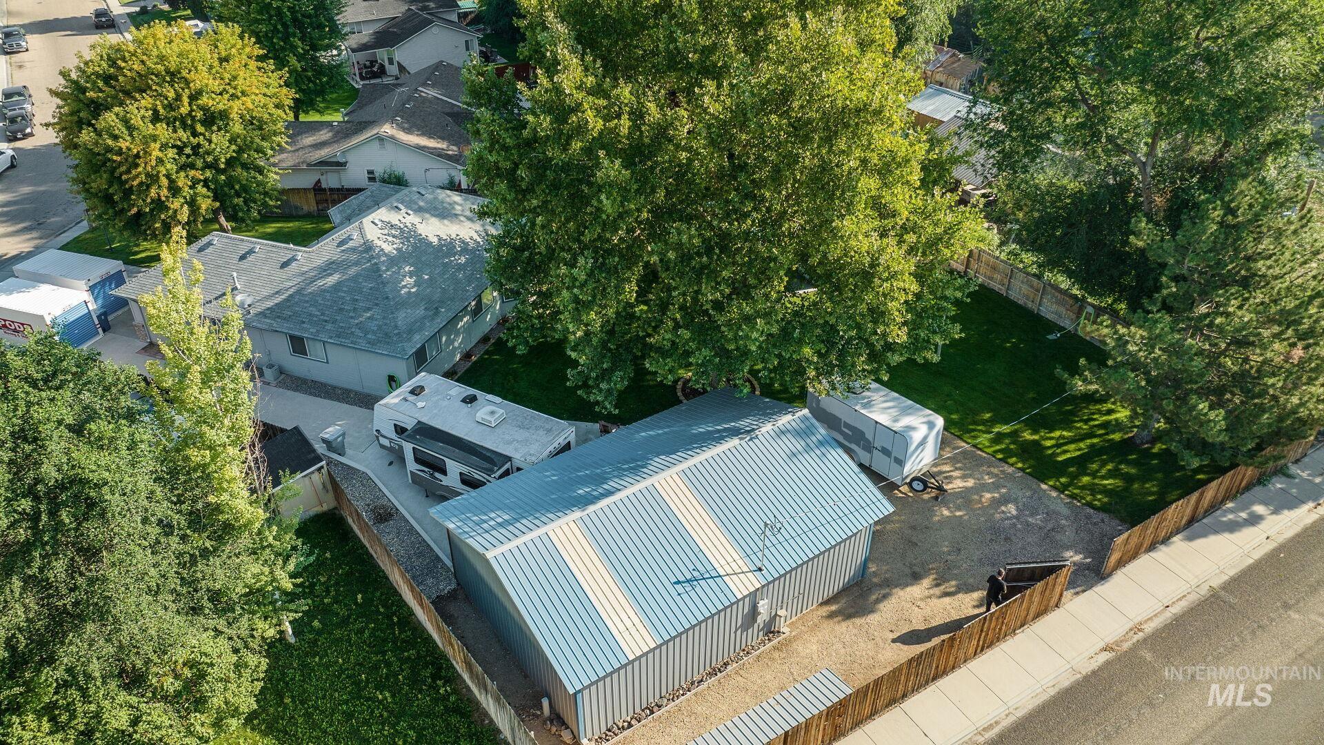 Aerial perspective of suburban area