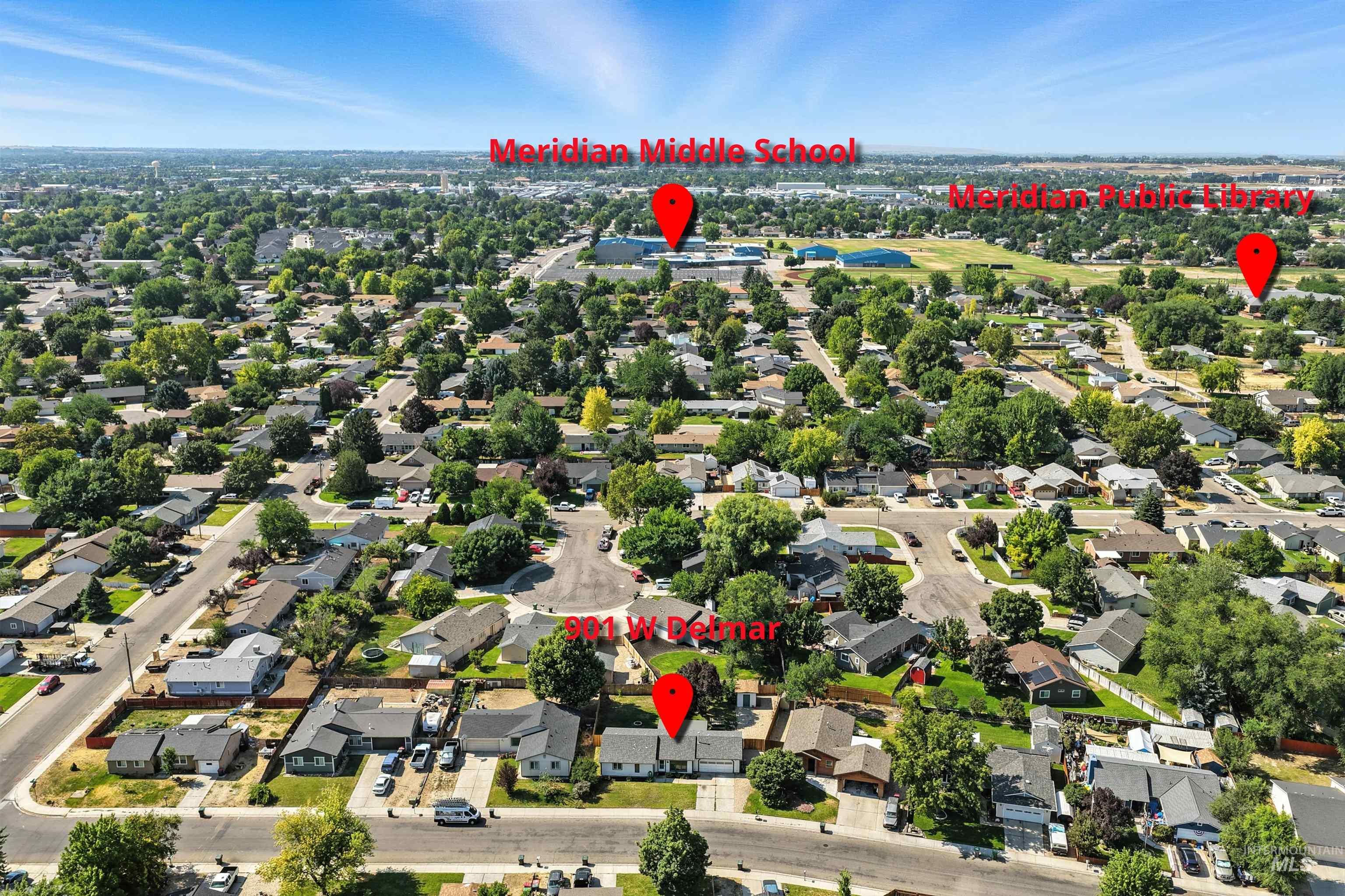 Aerial view of residential area