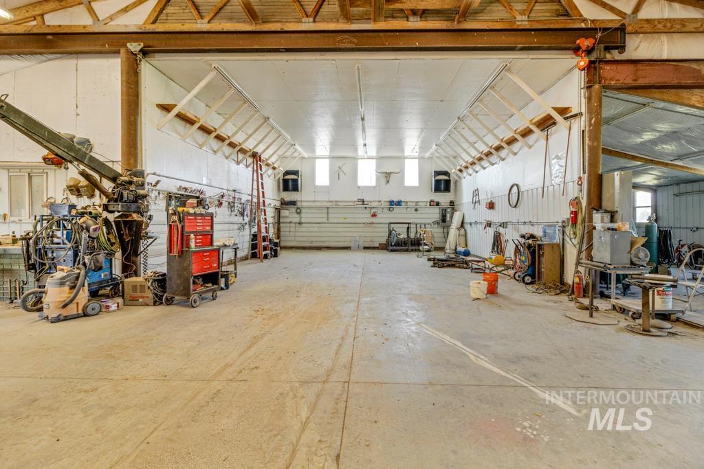 Garage with a workshop area