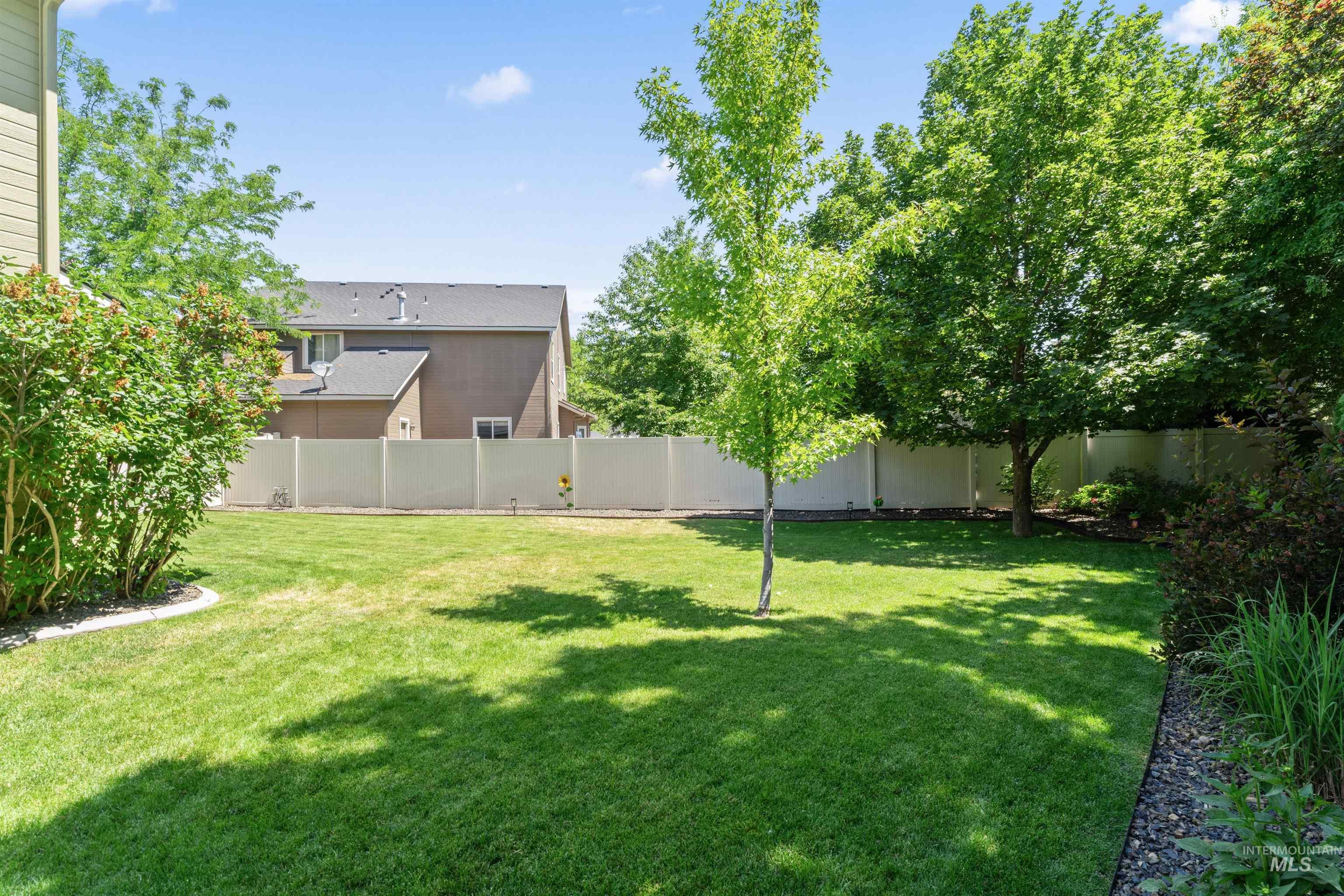 View of fenced backyard