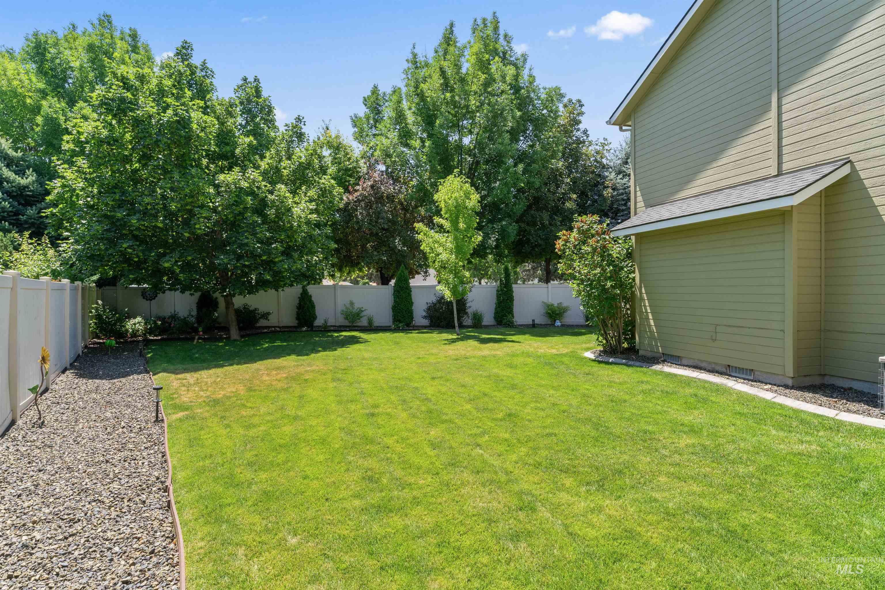 View of fenced backyard