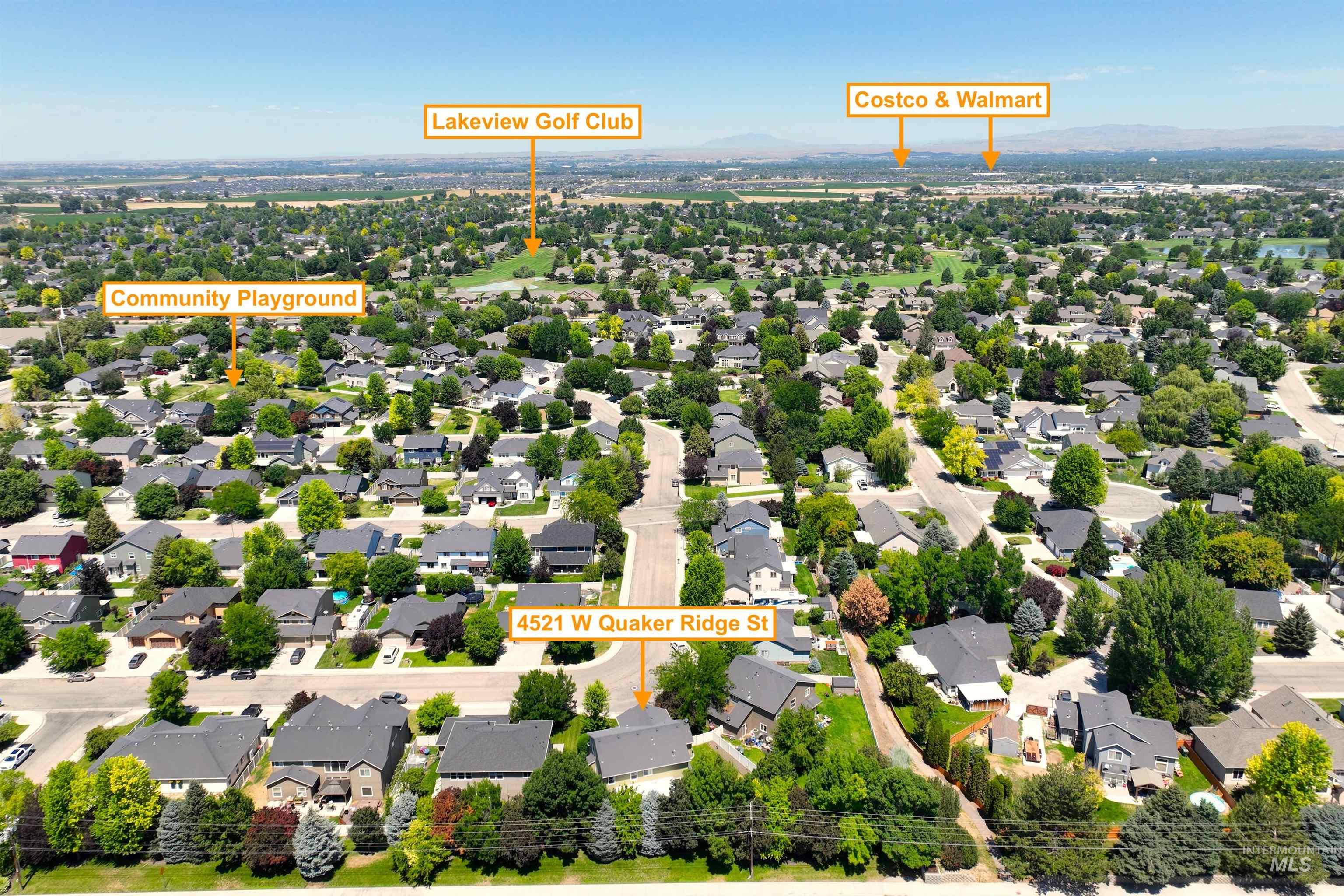 Aerial perspective of suburban area