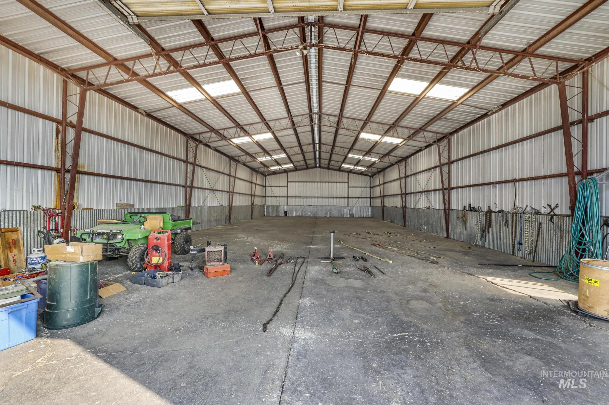 Garage with metal wall