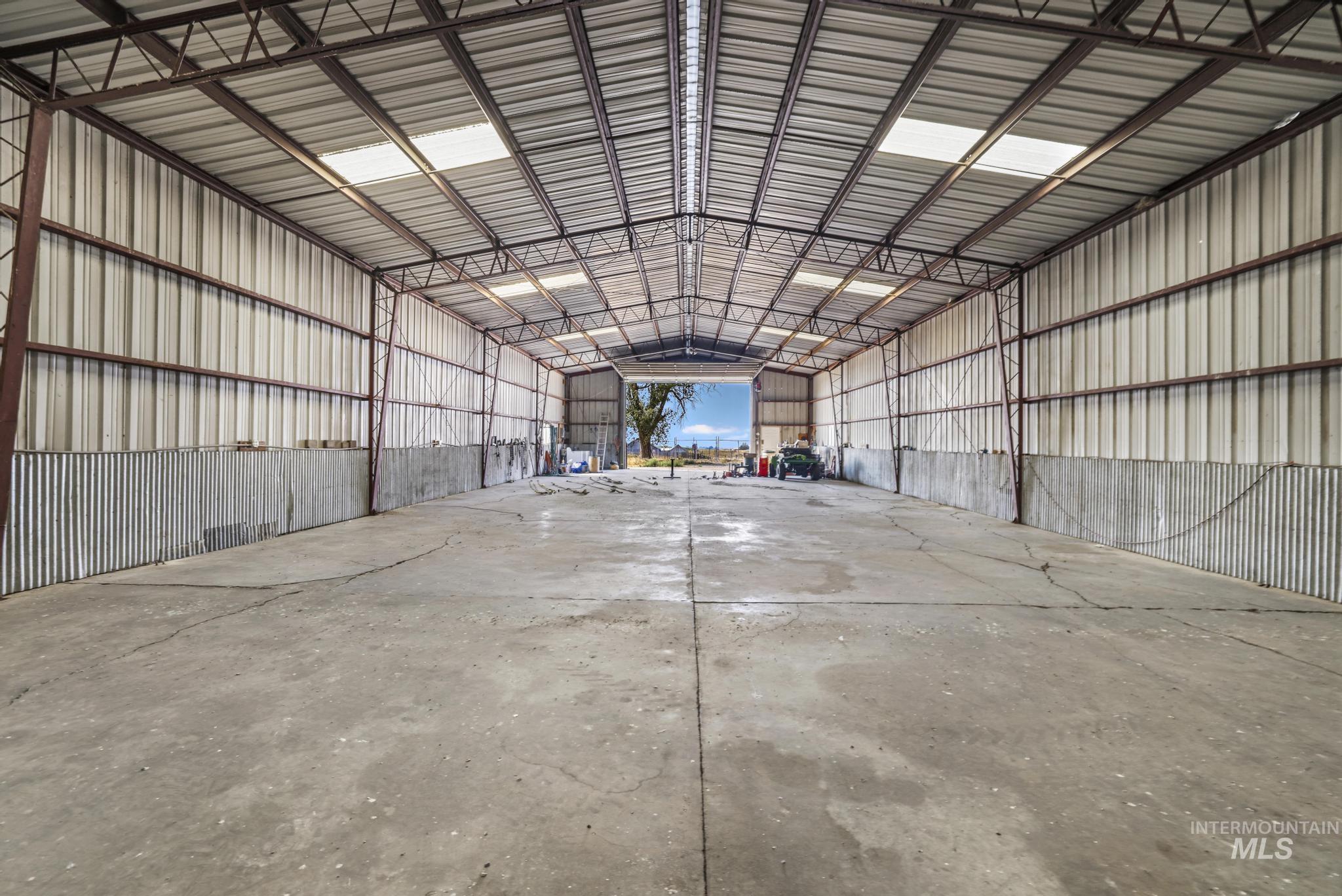Garage with metal wall