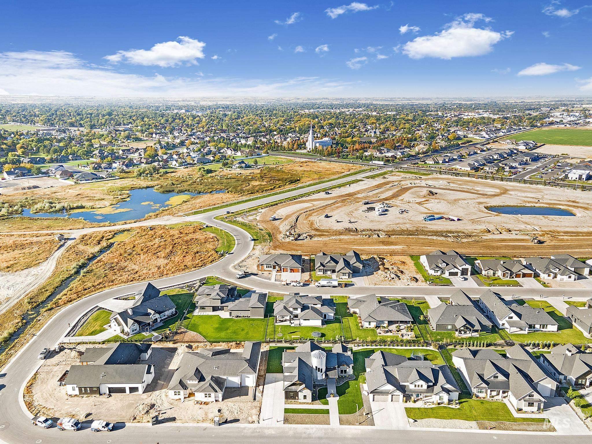 Aerial perspective of suburban area