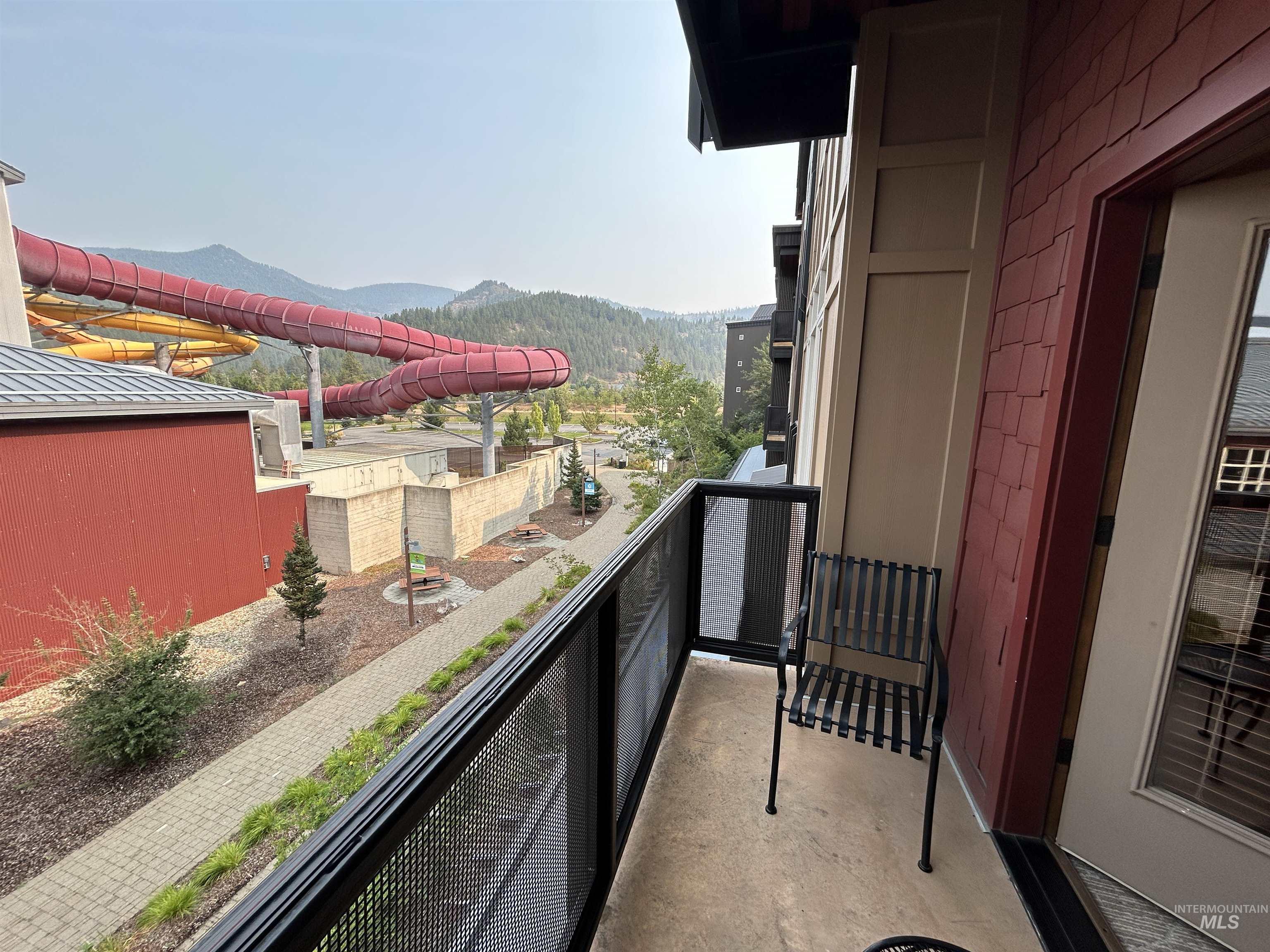 Balcony with a mountain view