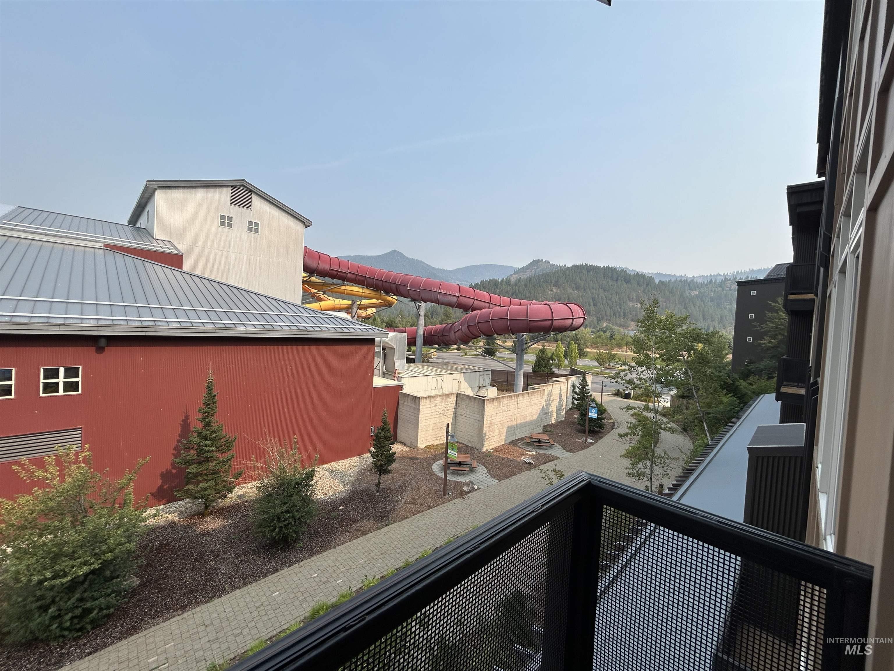 Balcony with a mountain view